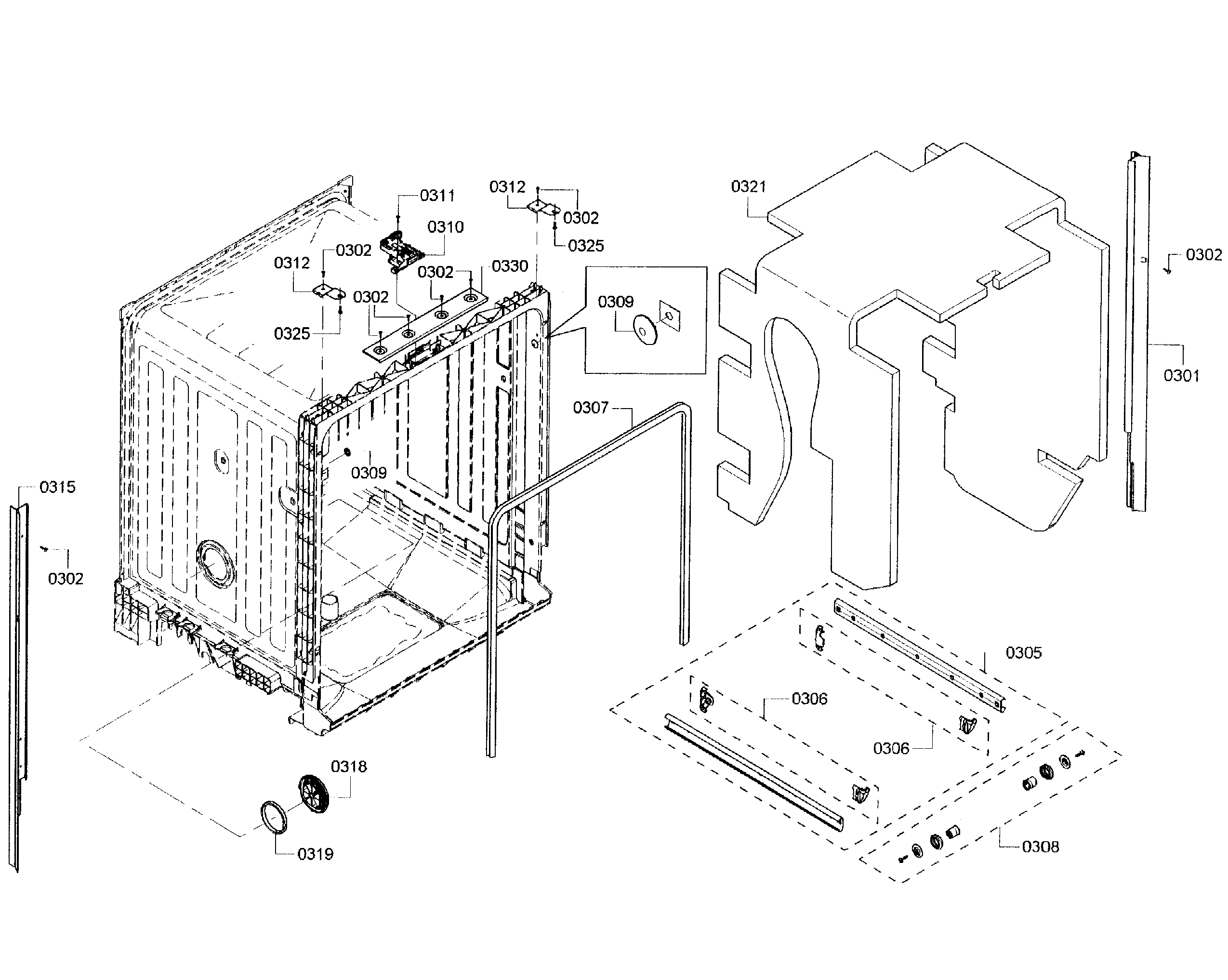 Bosch SHE3AR55UC/07 cabinet diagram