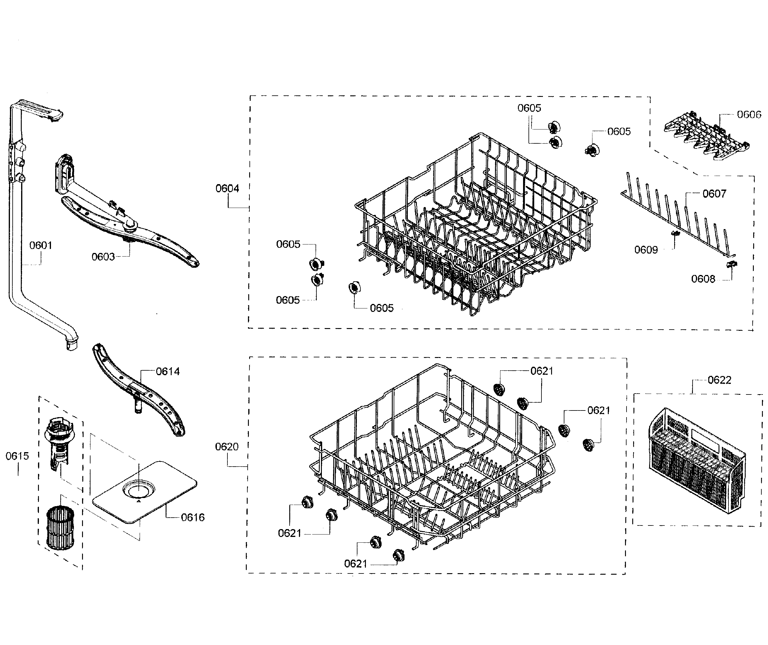 Bosch SHE3AR55UC/07 baskets diagram