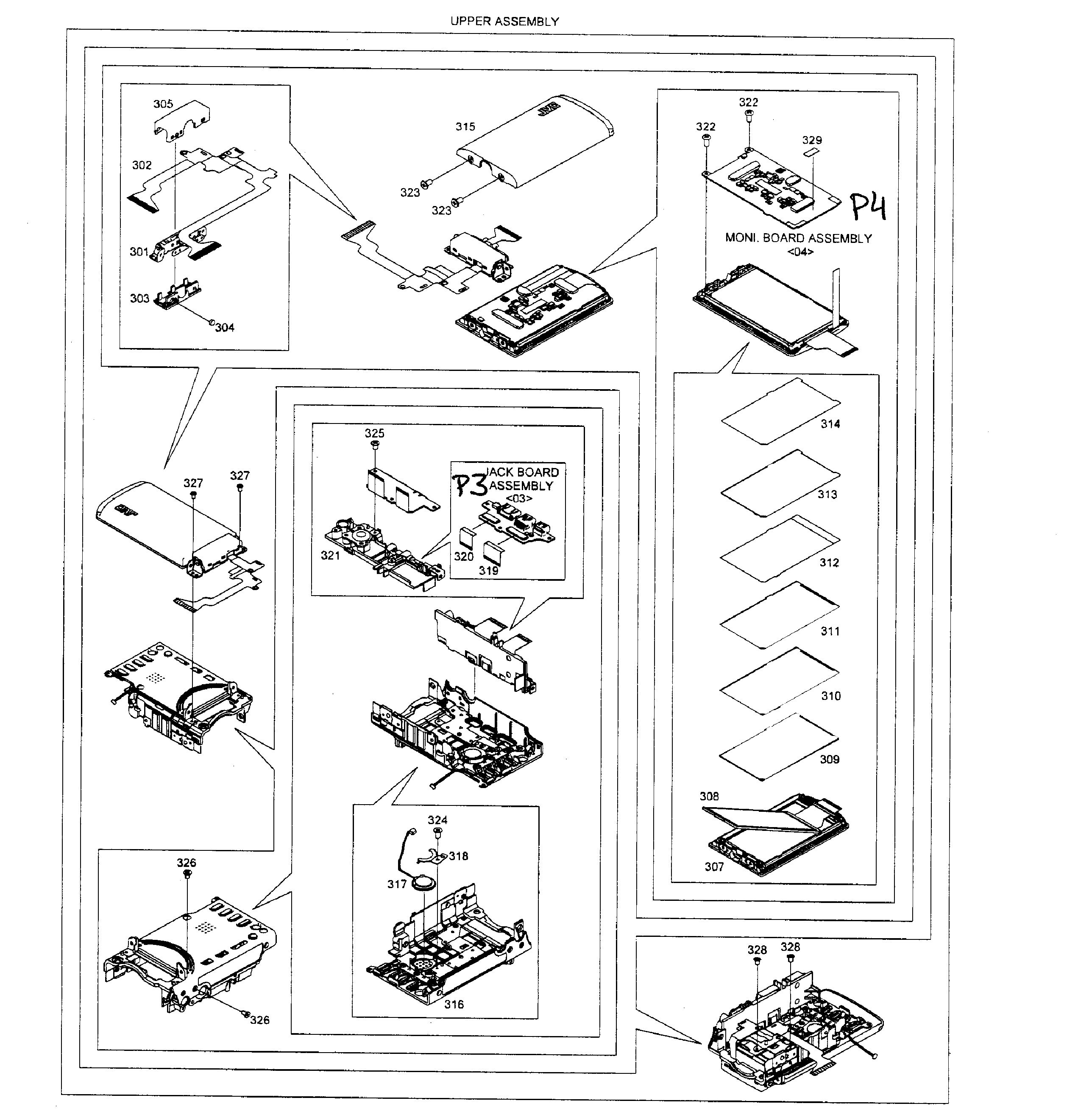 JVC GZ-HM50RUS lcd assy diagram