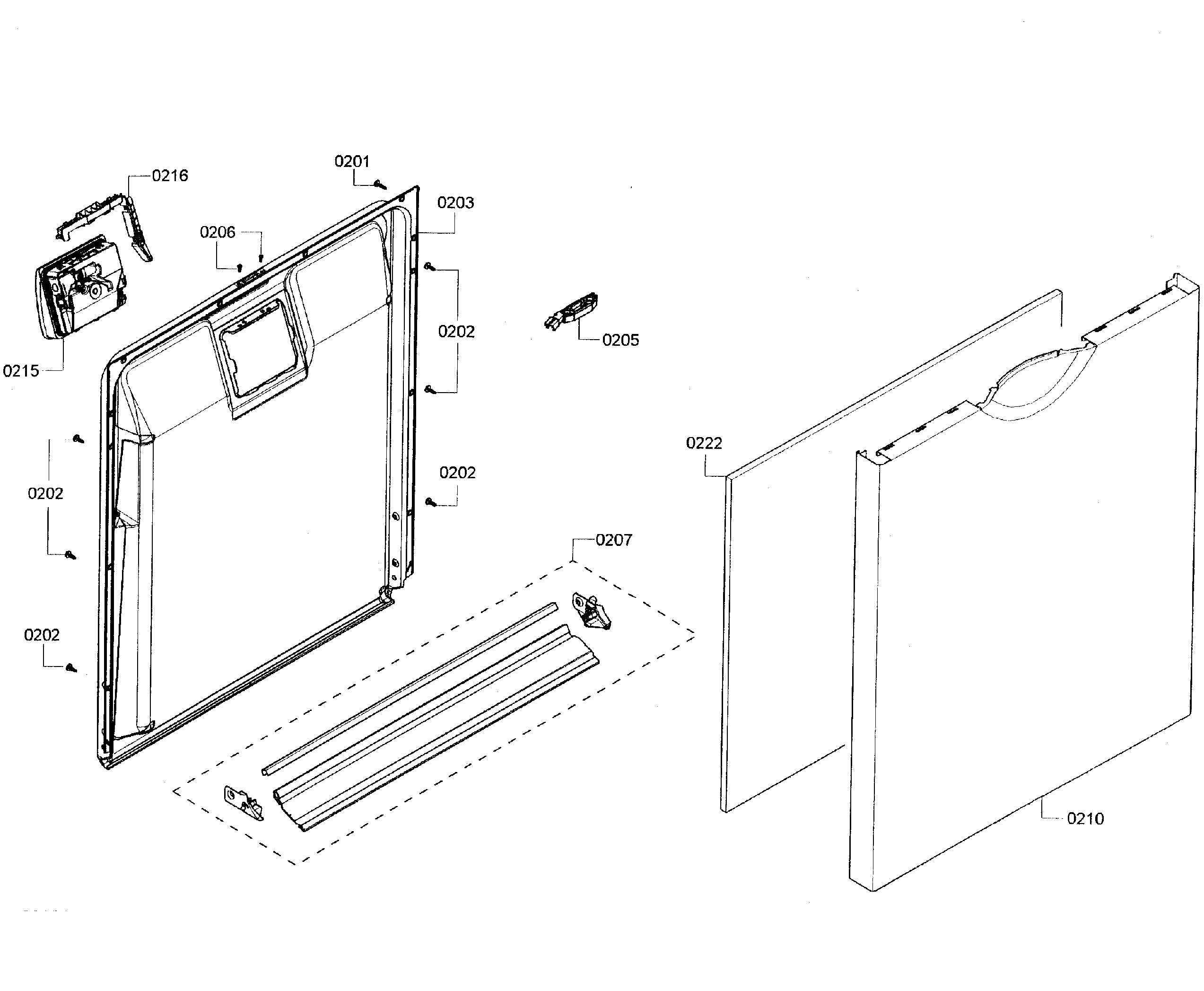Bosch SHE3AR75UC/07 door assy diagram