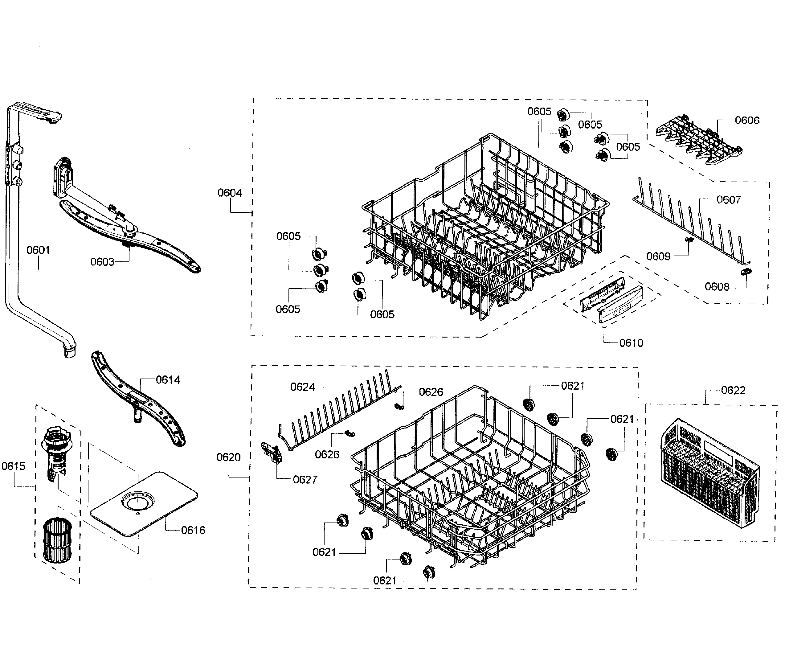 Bosch SHE3AR75UC/07 baskets diagram