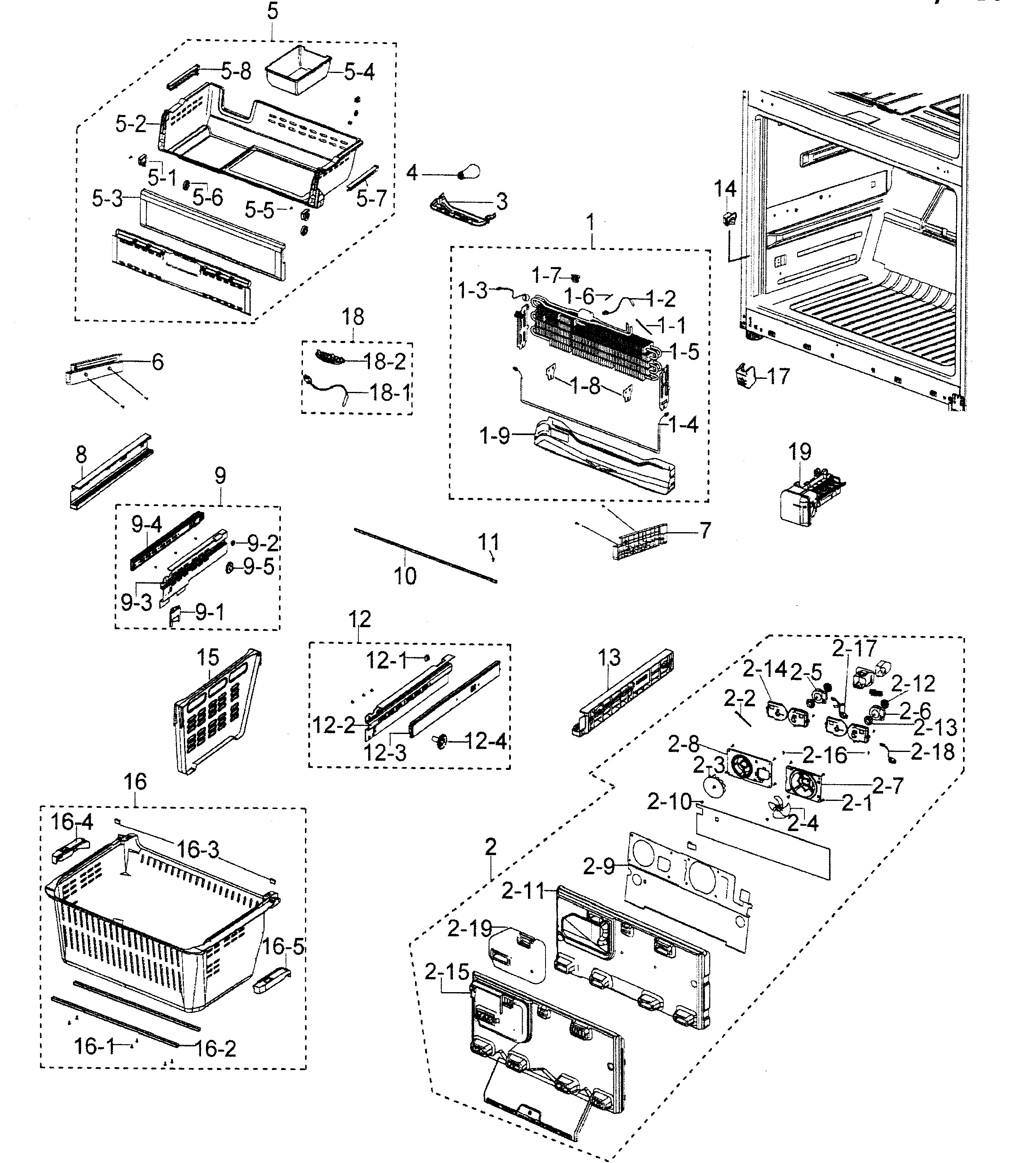 Samsung RFG298AAWP/XAA freezer diagram