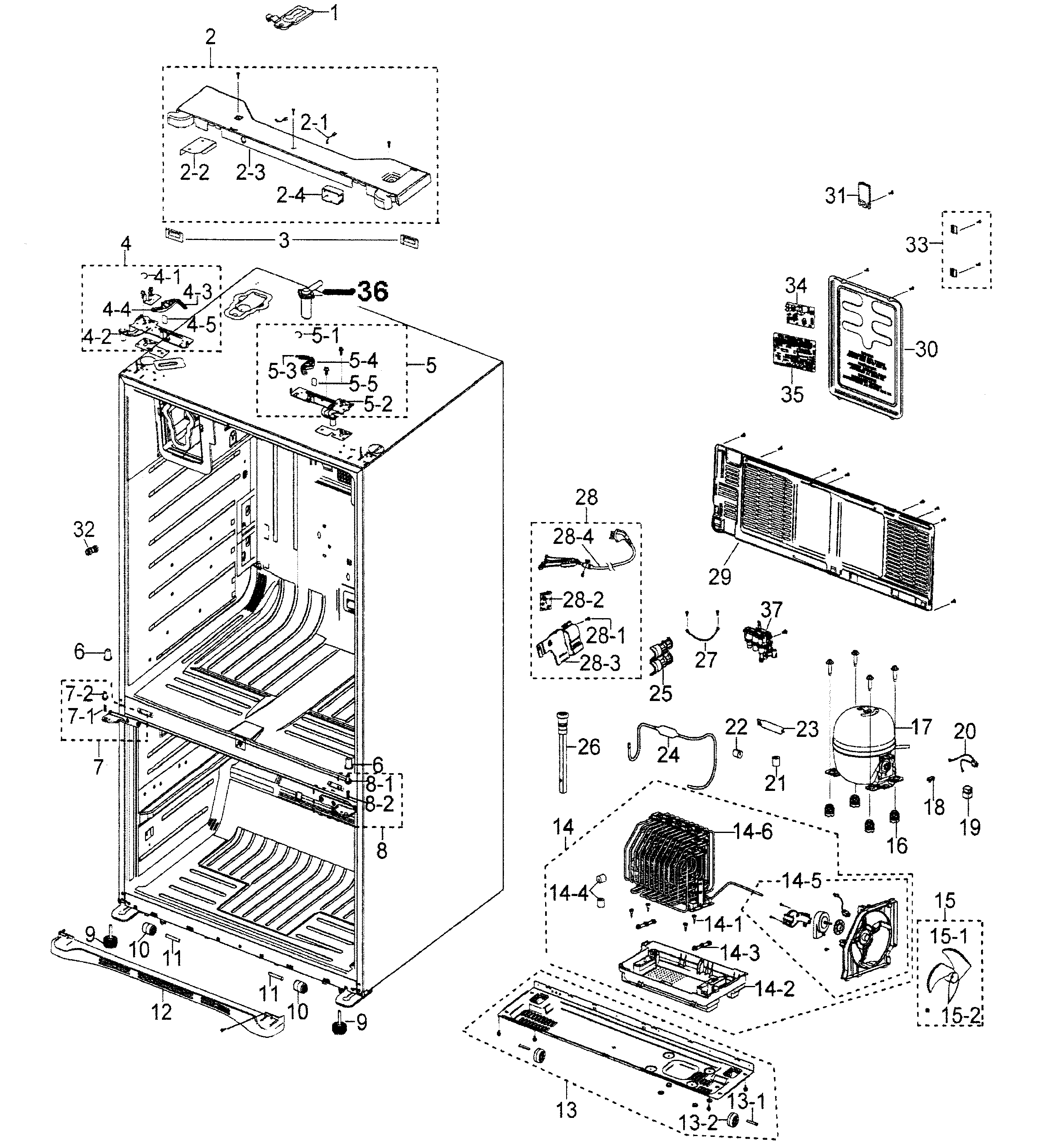 Samsung RFG298AAWP/XAA cabinet diagram