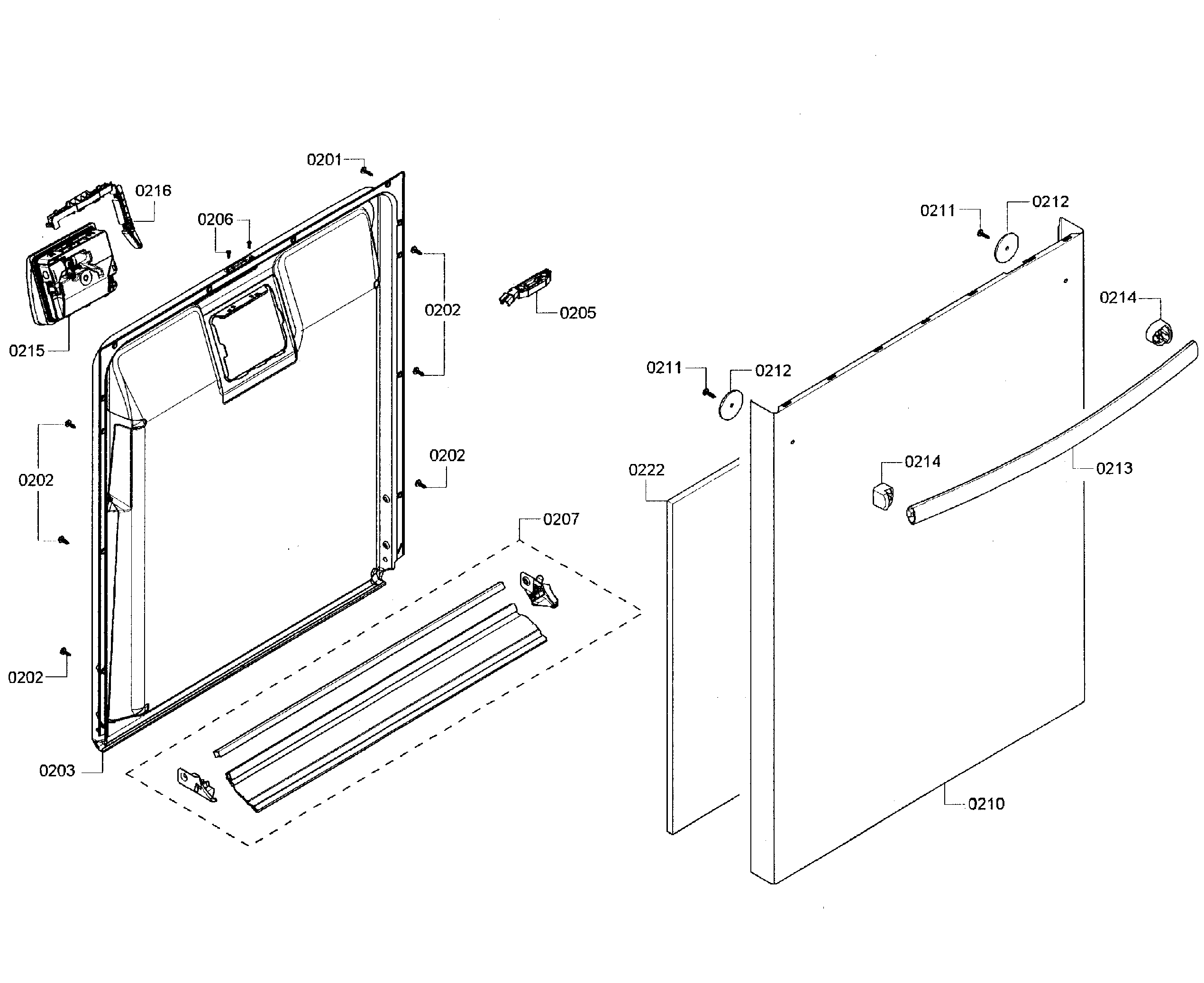 Bosch SHX3AR72UC/06 door assy diagram