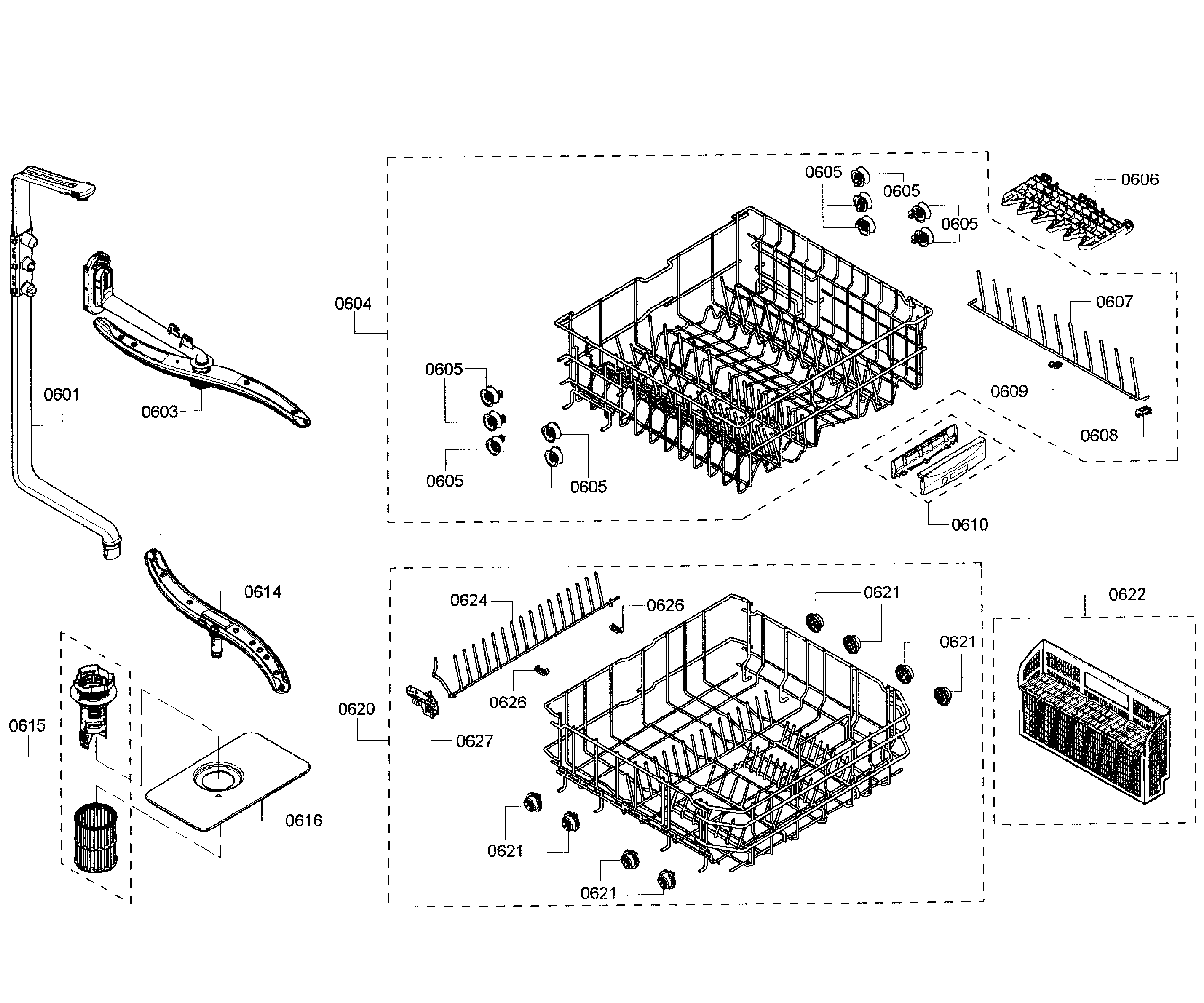 Bosch SHX3AR72UC/06 baskets diagram