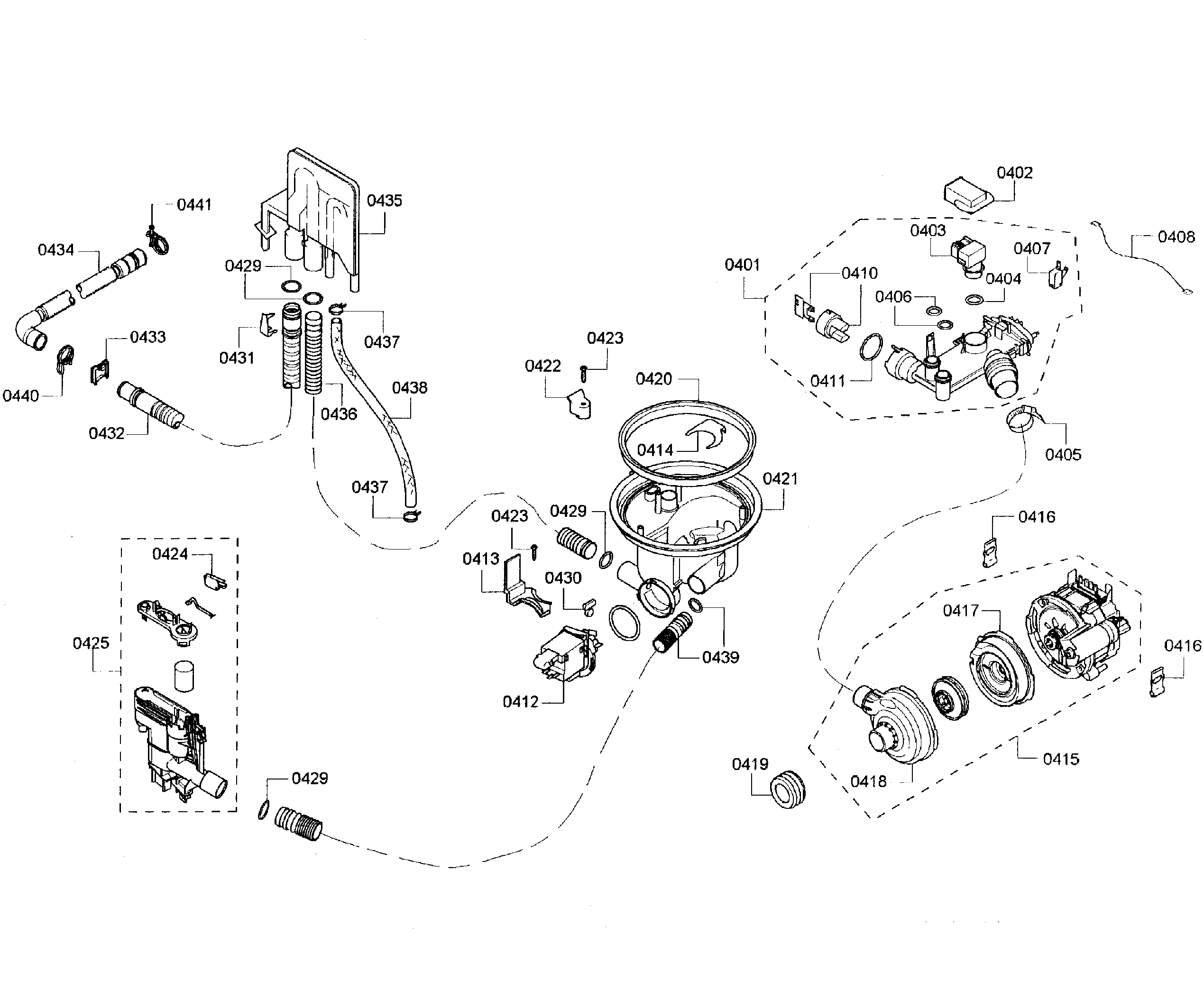 Bosch SHE43R52UC/64 pump assy diagram