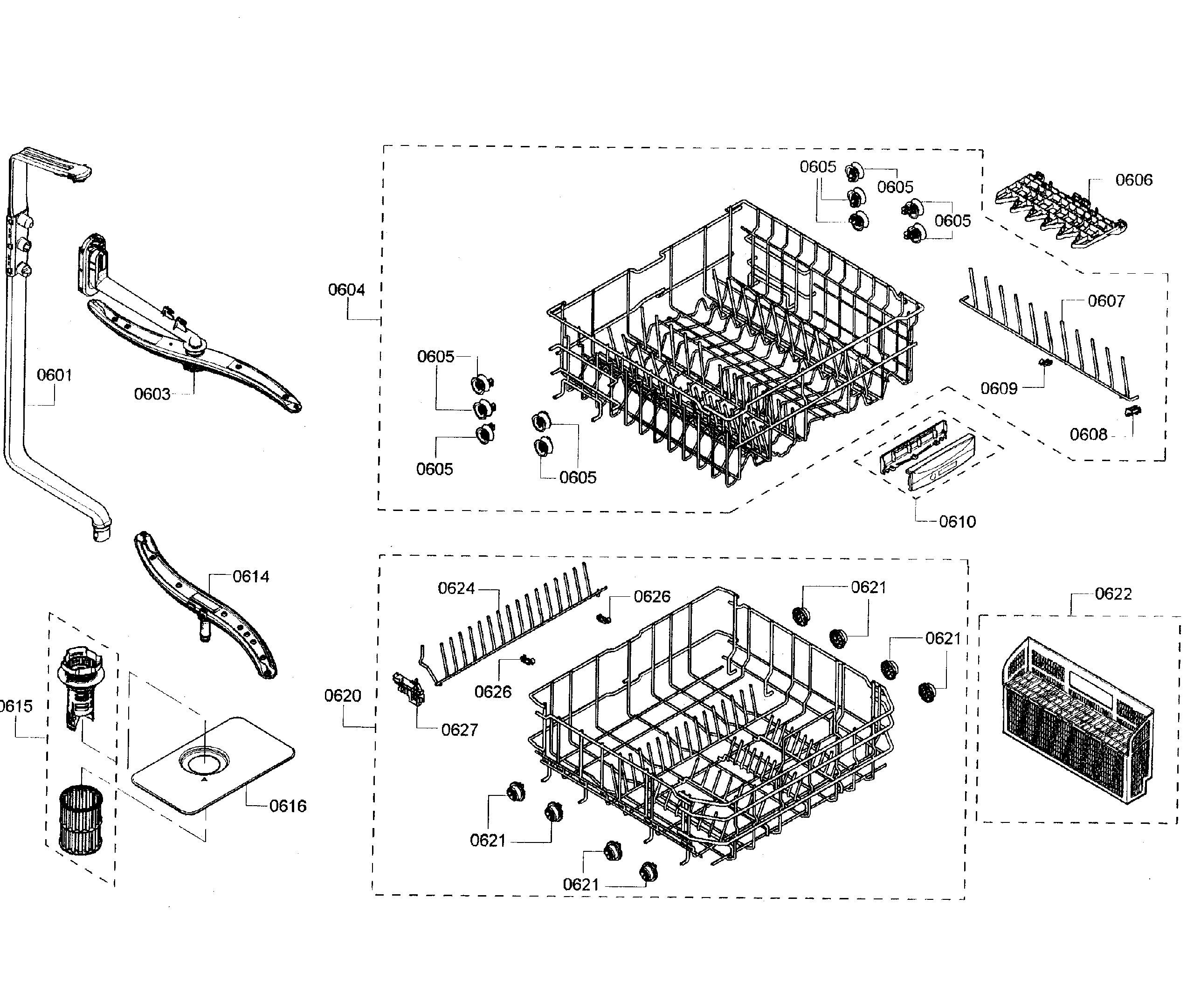 Bosch SHE3AR72UC/07 baskets diagram