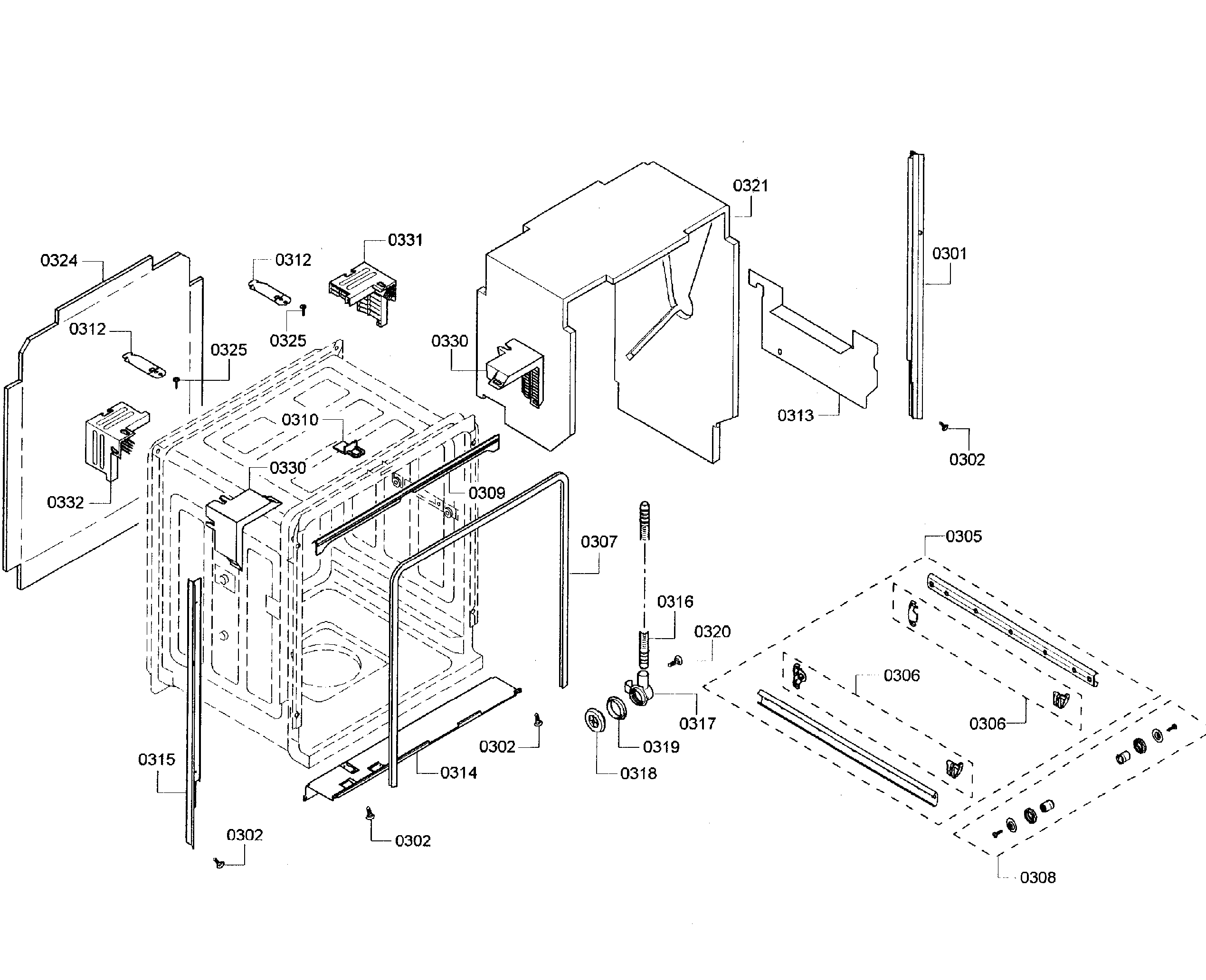 Bosch SHX55R55UC/64 cabinet diagram