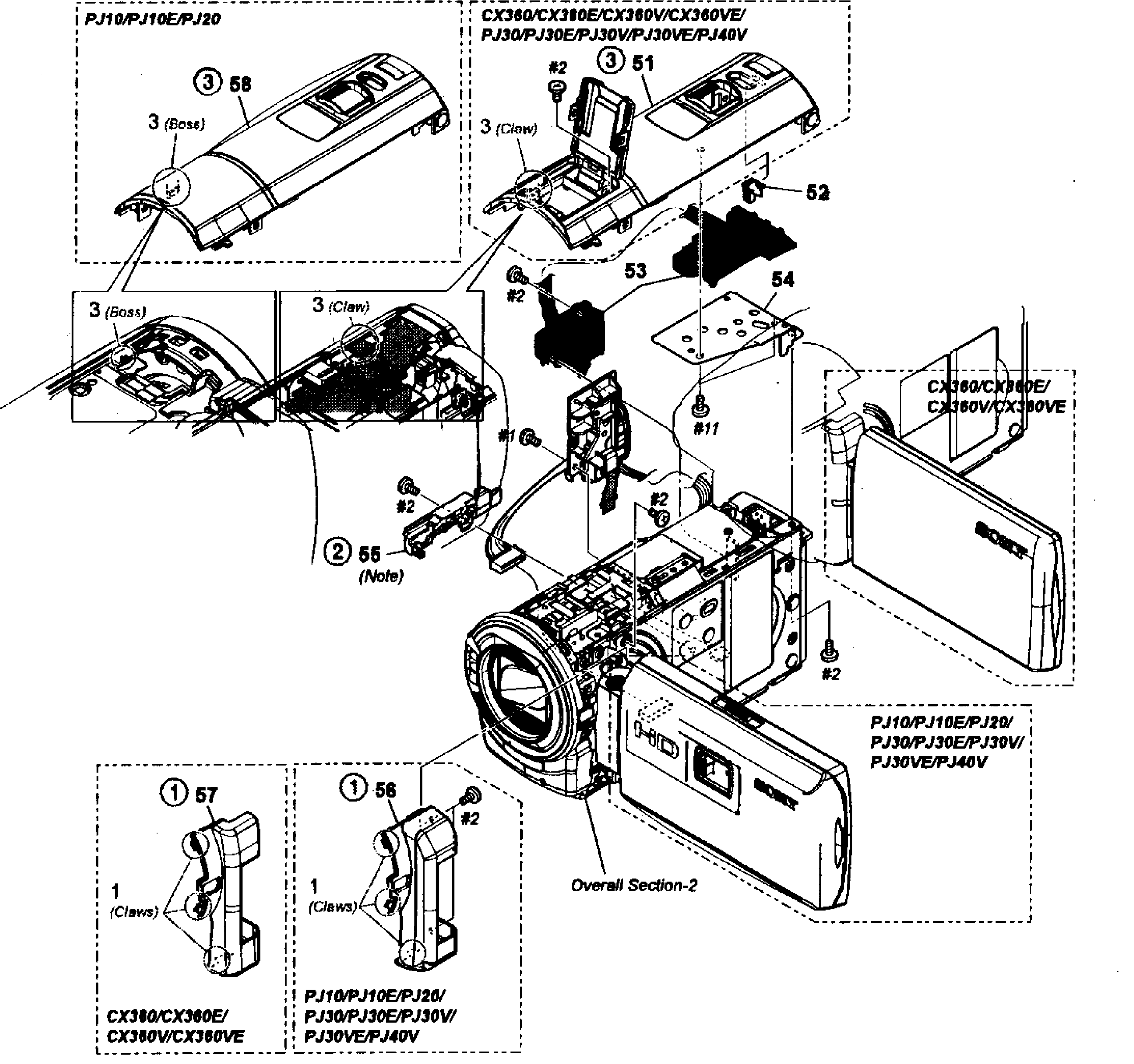 Sony HDR-CX360V top assy diagram