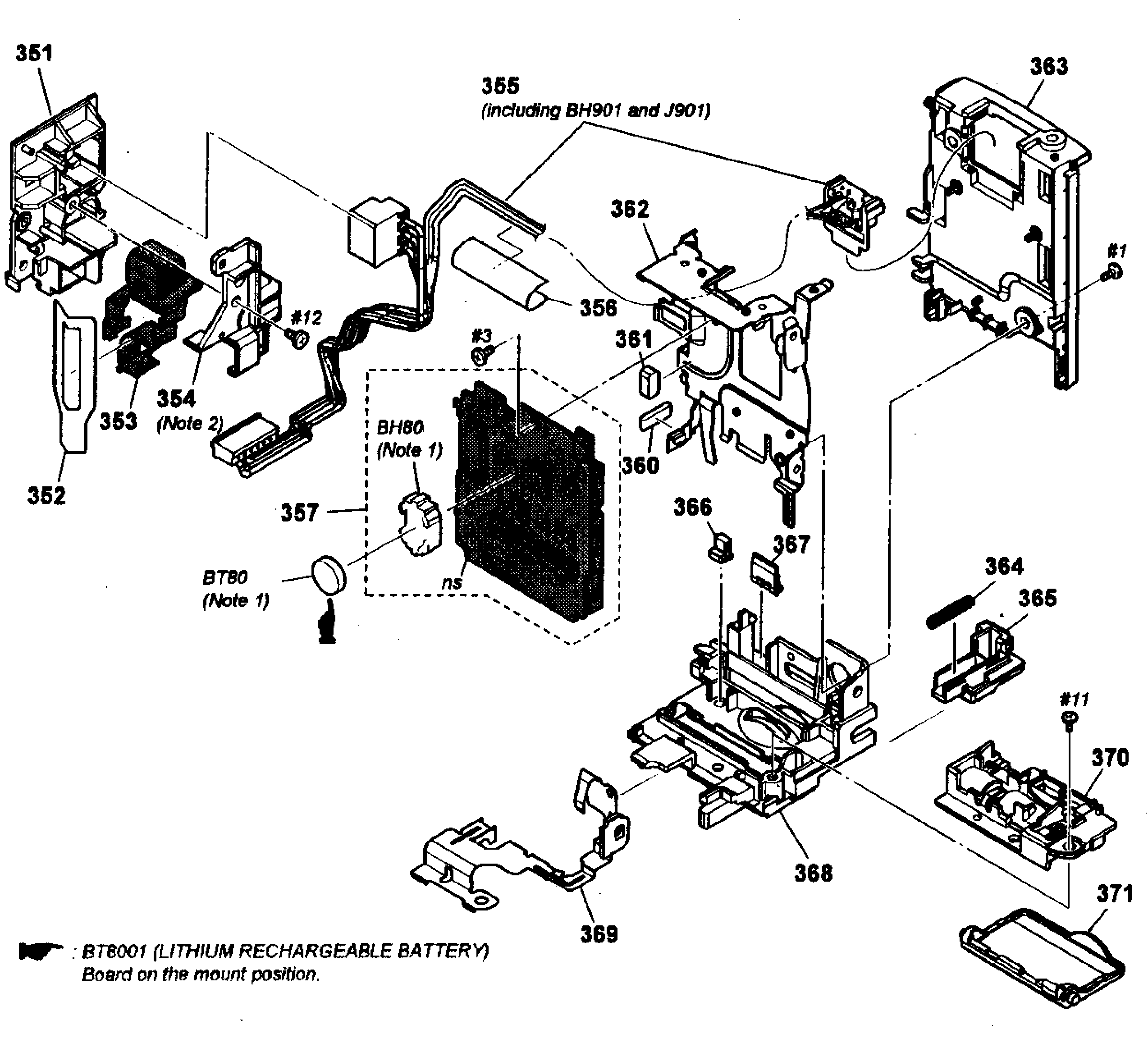 Sony HDR-CX360V battery panel diagram