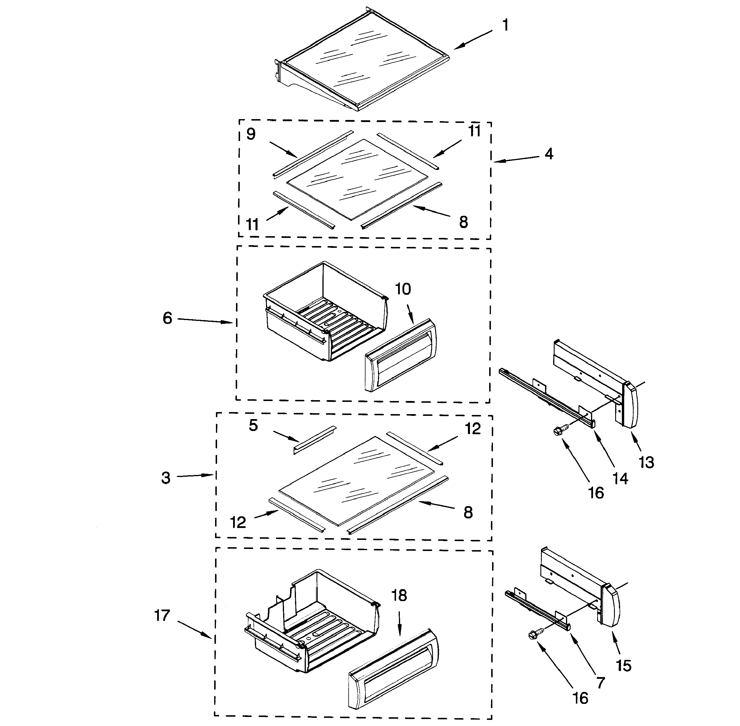 Dacor EF48DBSS shelfs diagram
