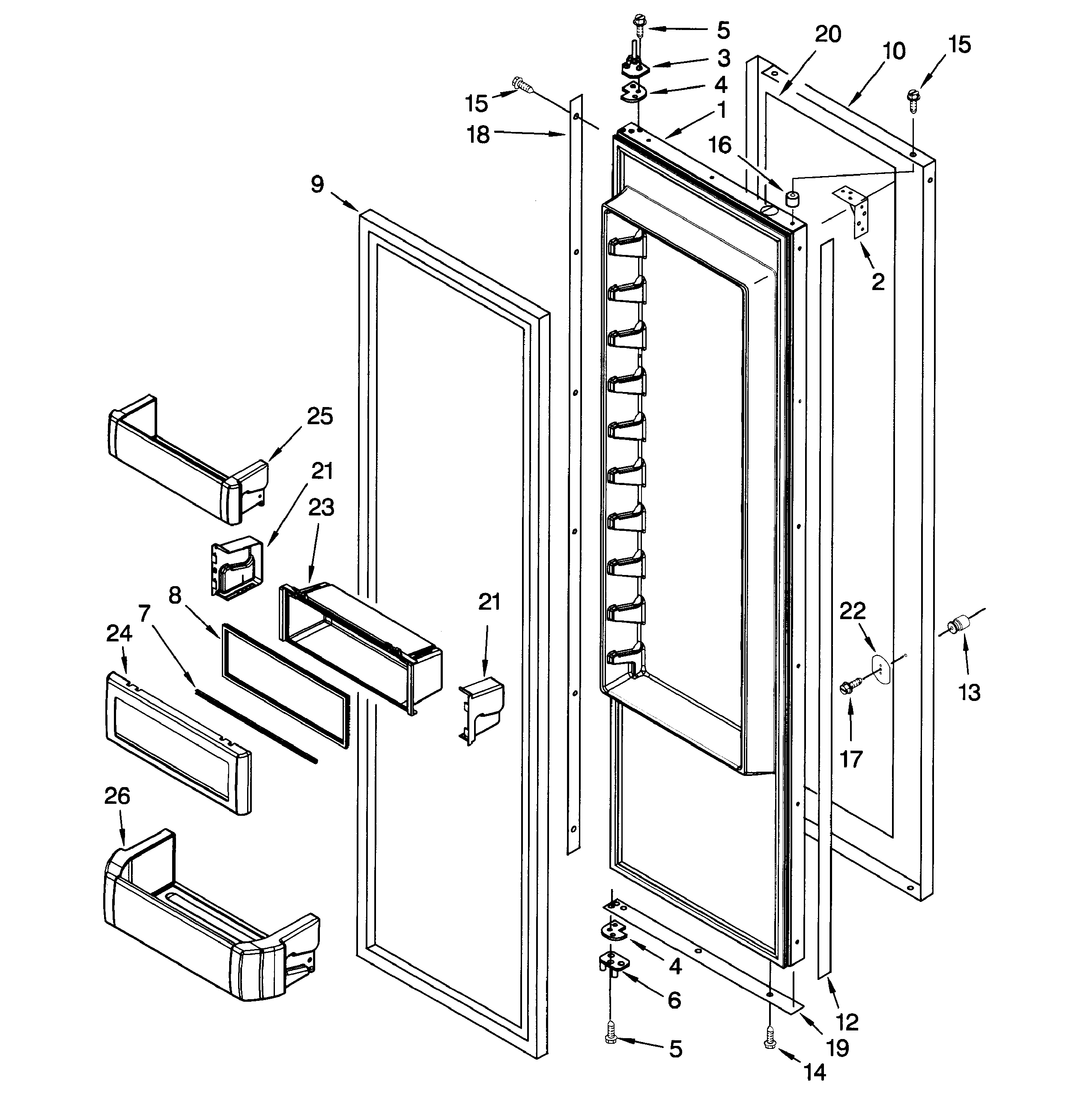 Dacor EF48DBSS right door diagram