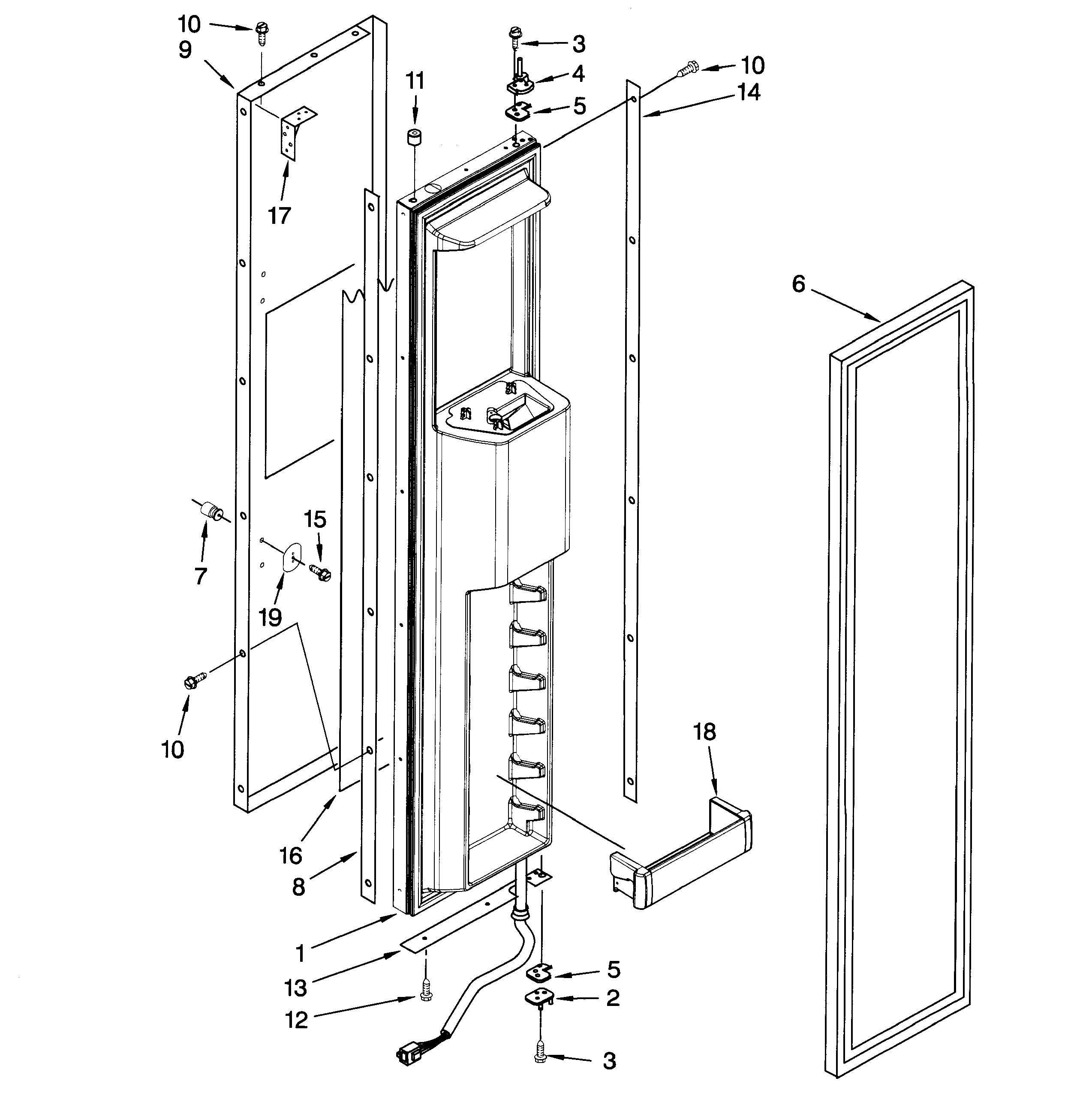 Dacor EF48DBSS left door diagram