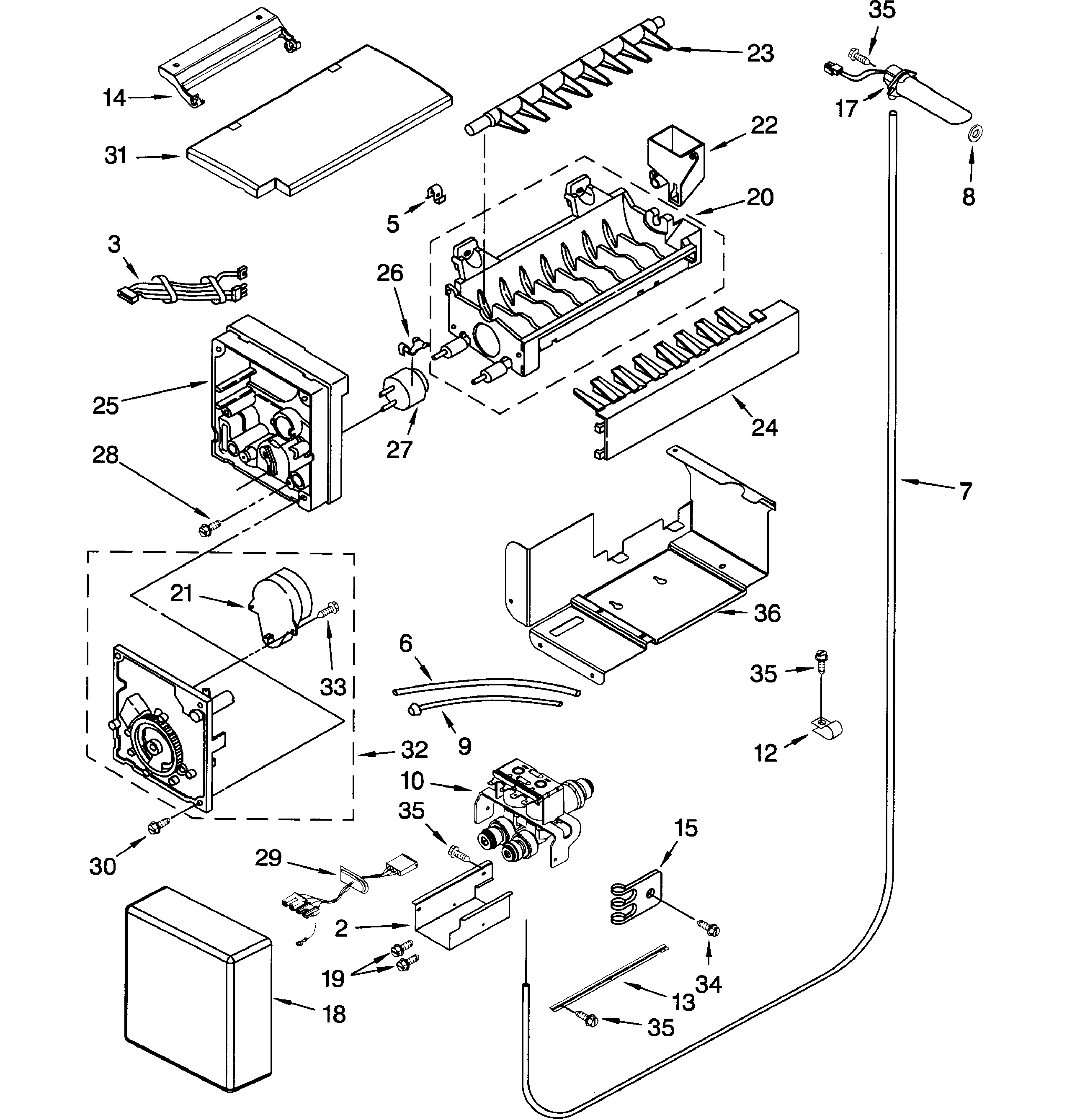 Dacor EF48DBSS icemaker diagram