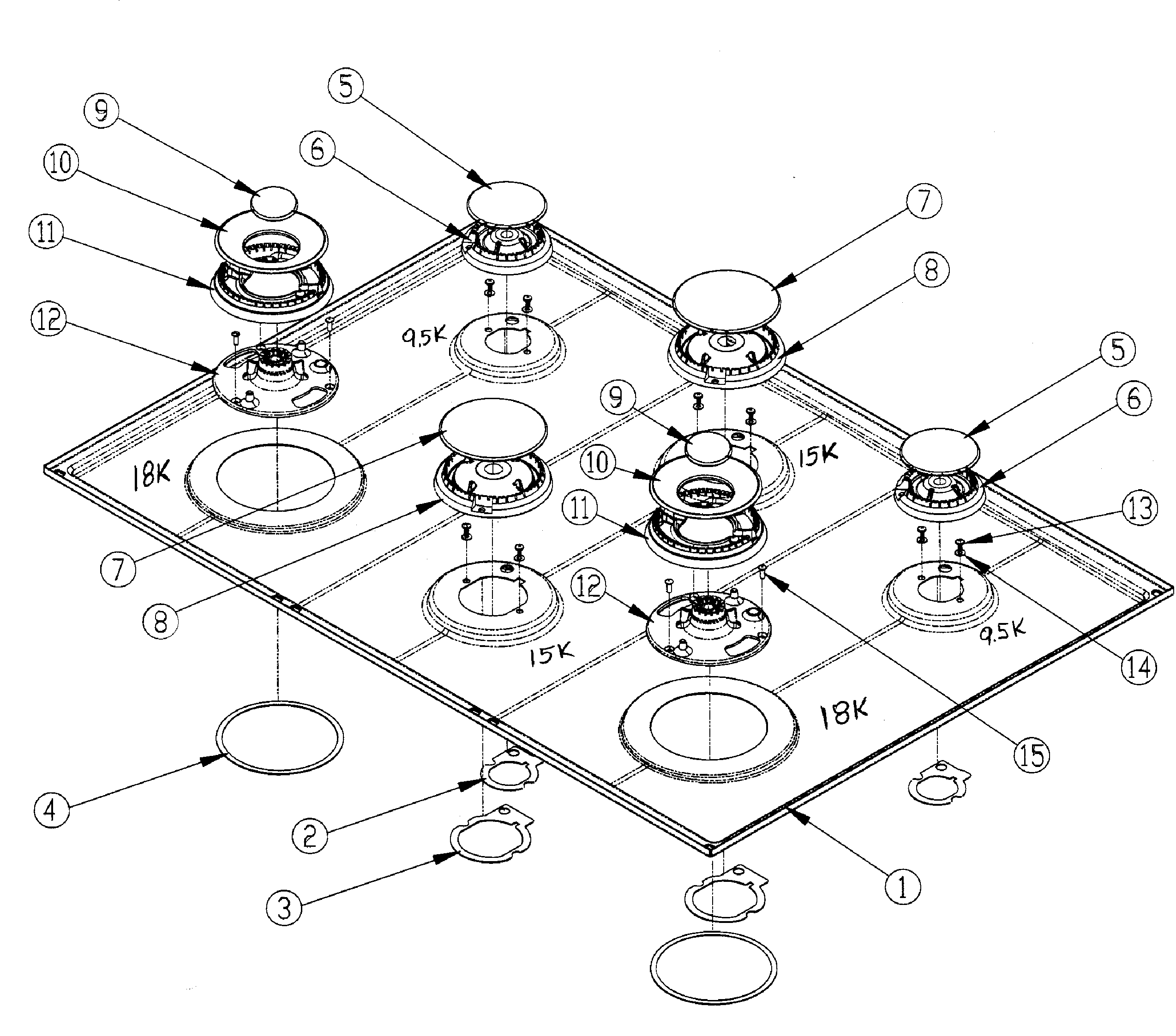 Dacor ER36GISCHNG top assy diagram