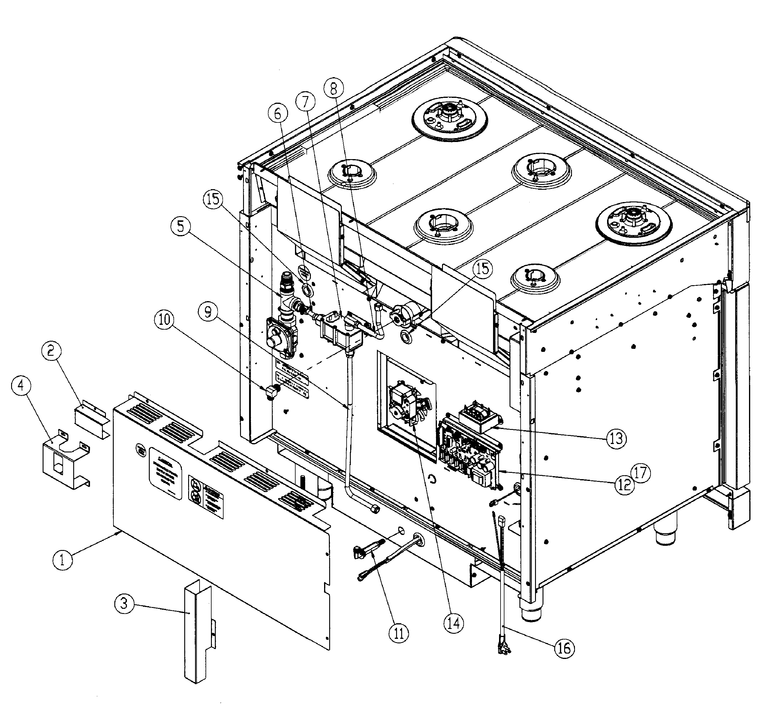 Dacor ER36GISCHNG rear assy diagram