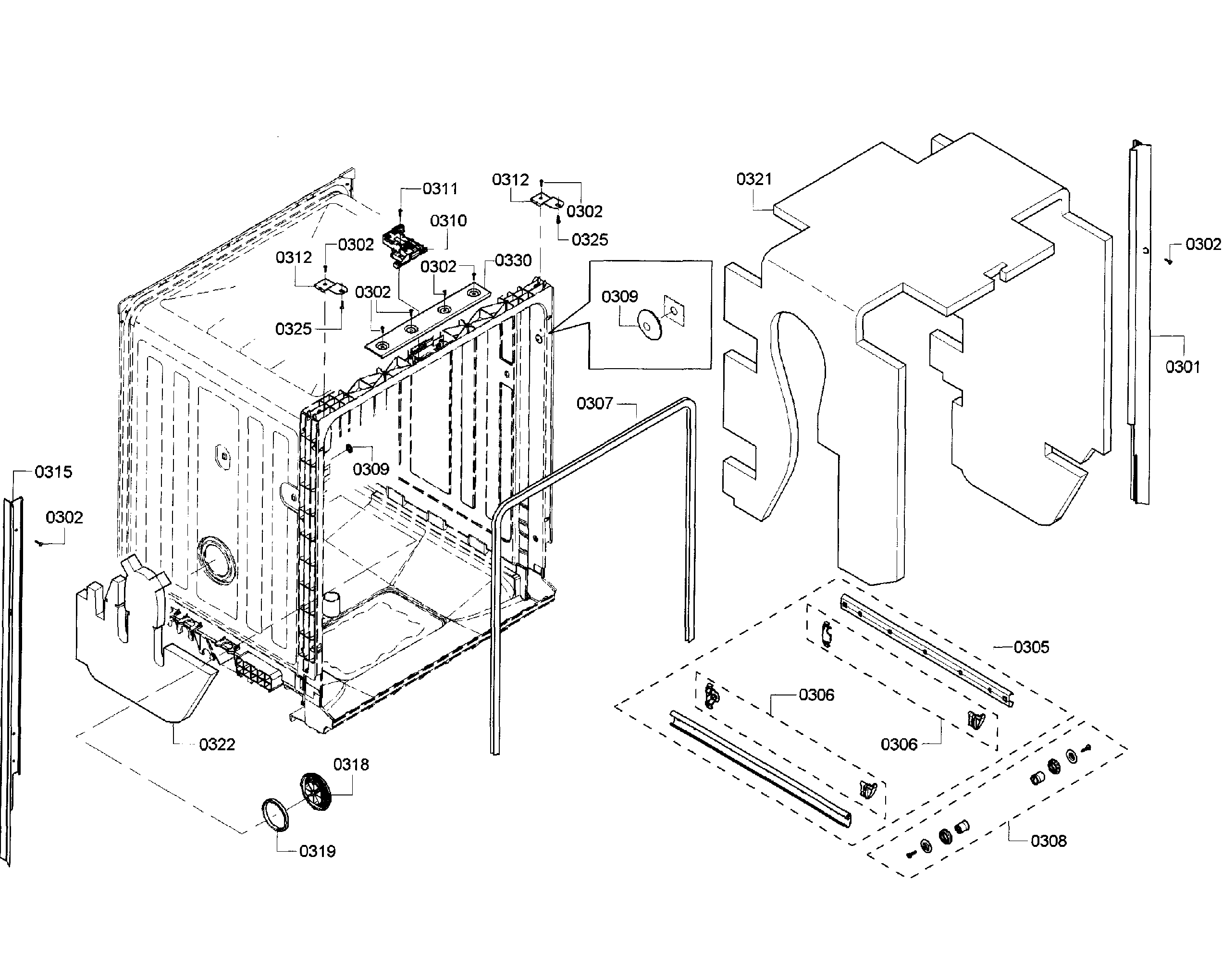Bosch SHX3AR72UC/07 cabinet assy diagram