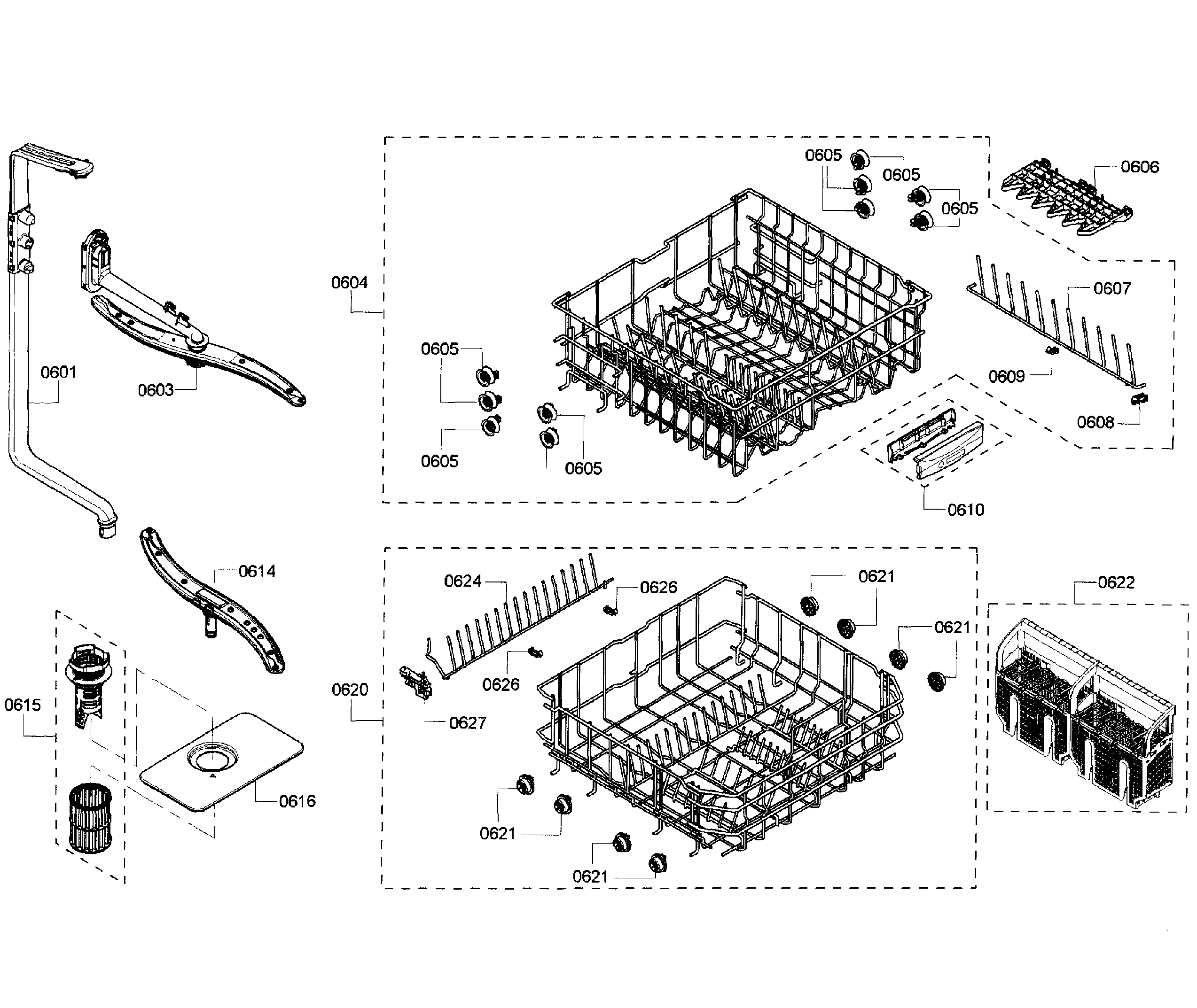 Bosch SHX3AR72UC/07 baskets diagram