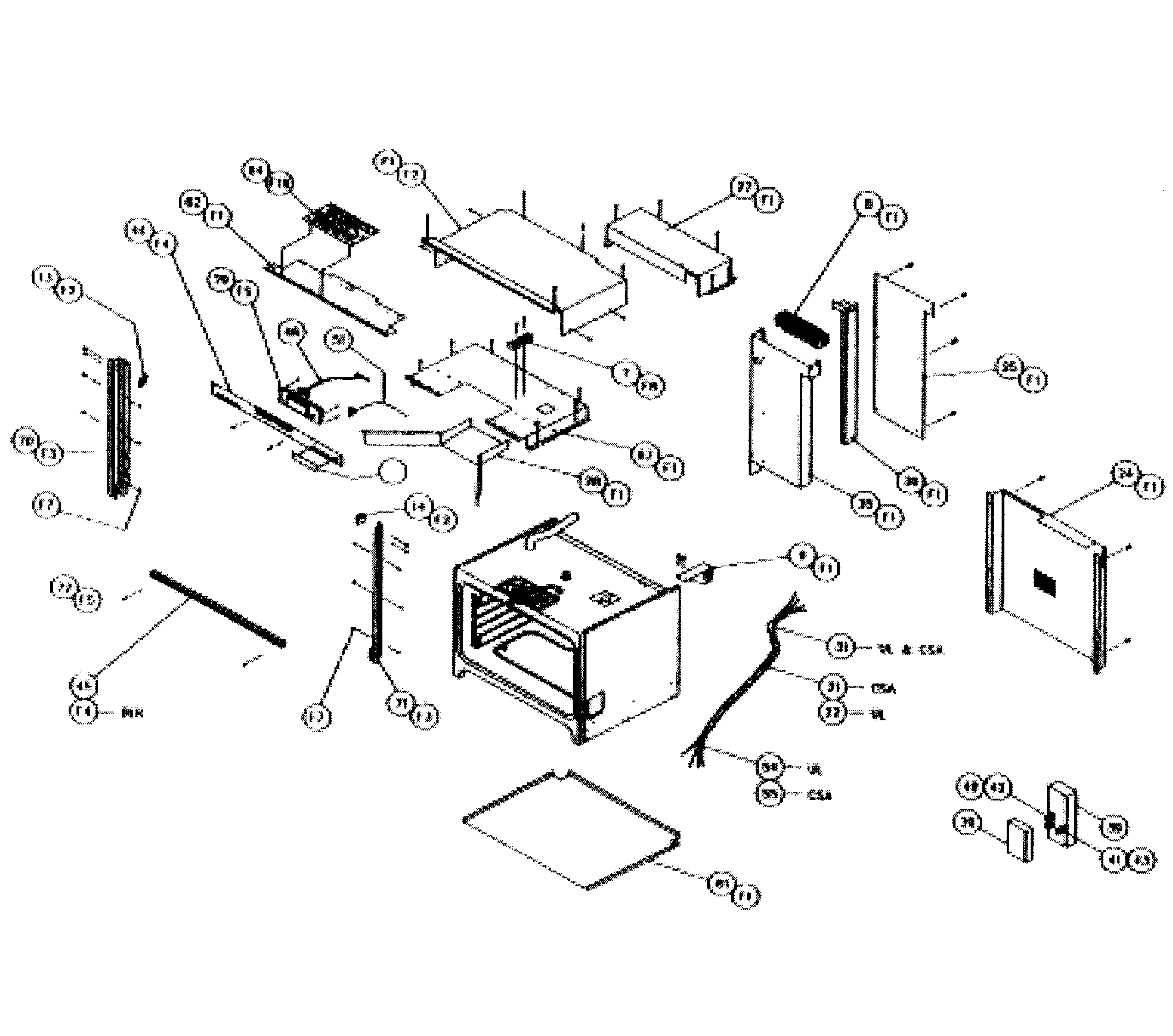 Dacor ECPS130 cabinet assy diagram