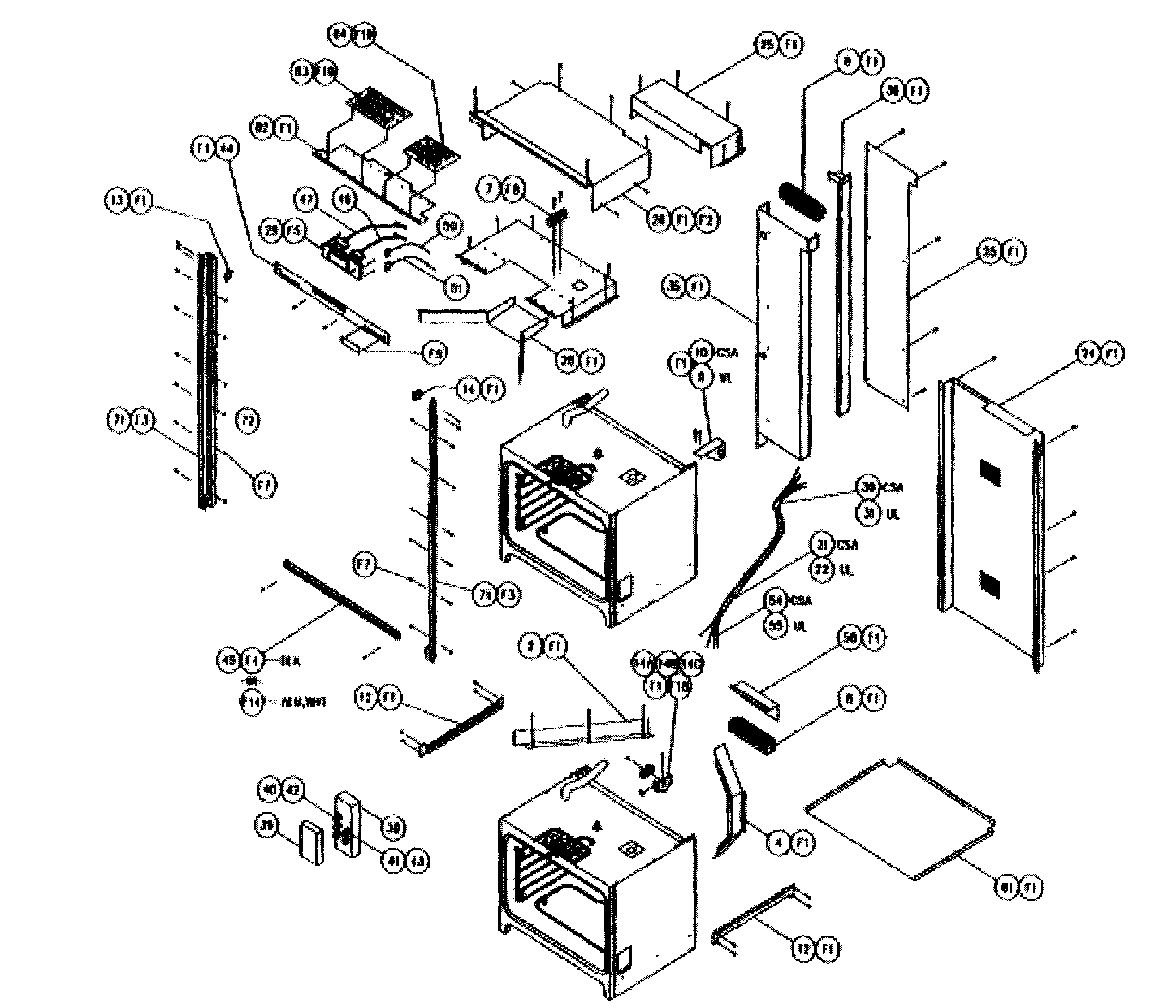 Dacor ECPD230 cabinet parts diagram