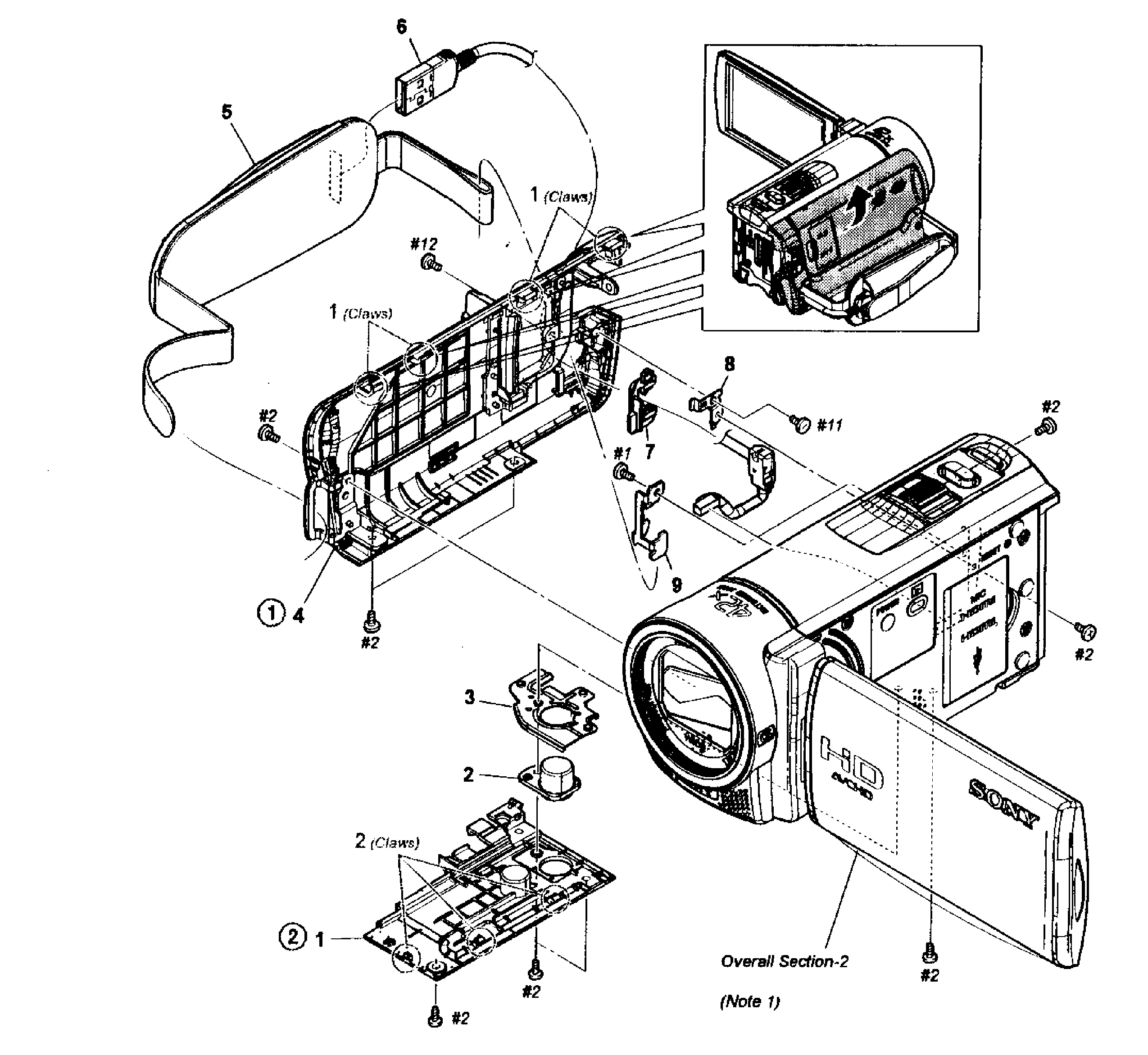 Sony HDR-CX130/L left assy diagram