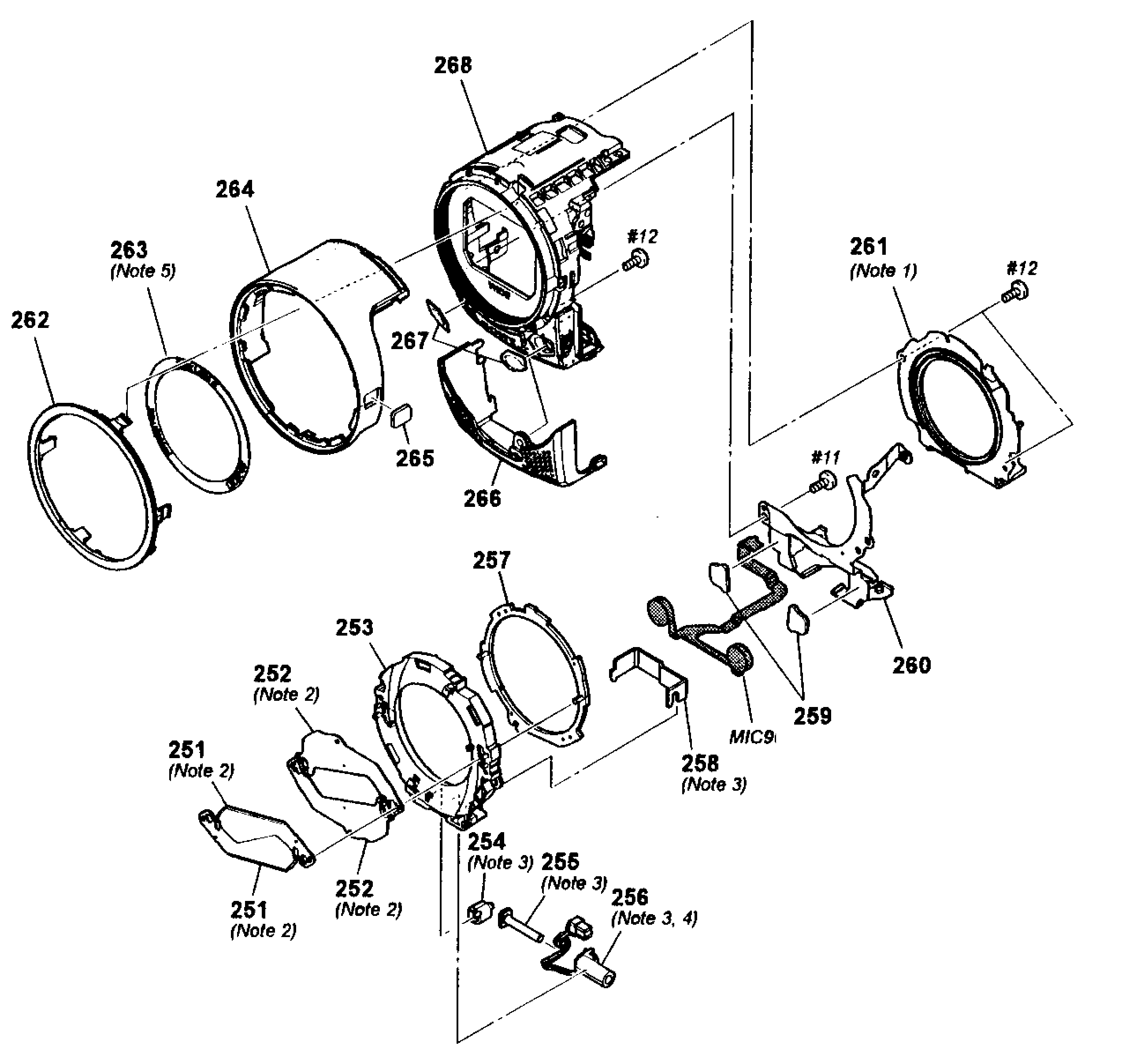 Sony HDR-CX130/S front assy diagram