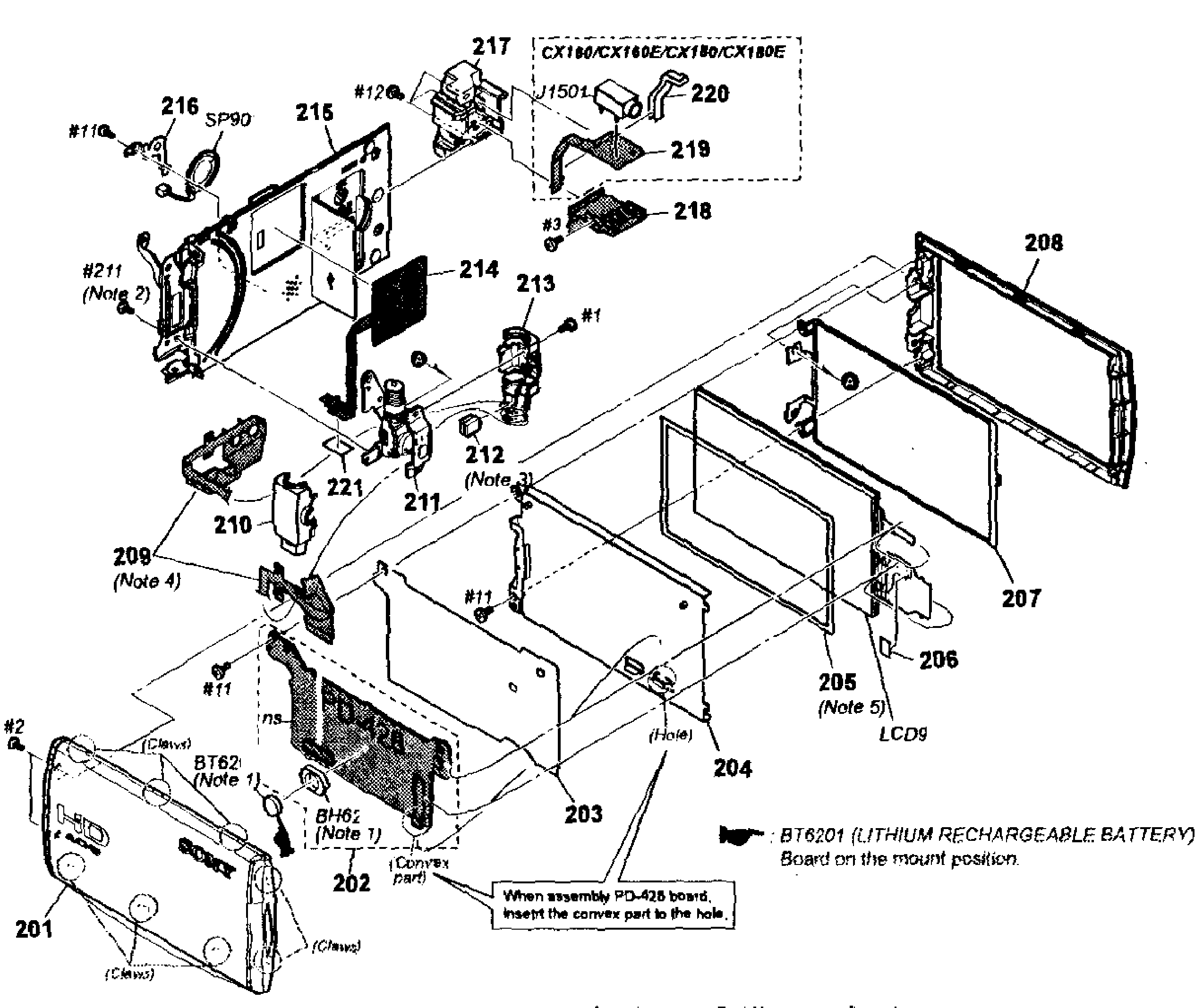 Sony HDR-CX130/V right assy diagram