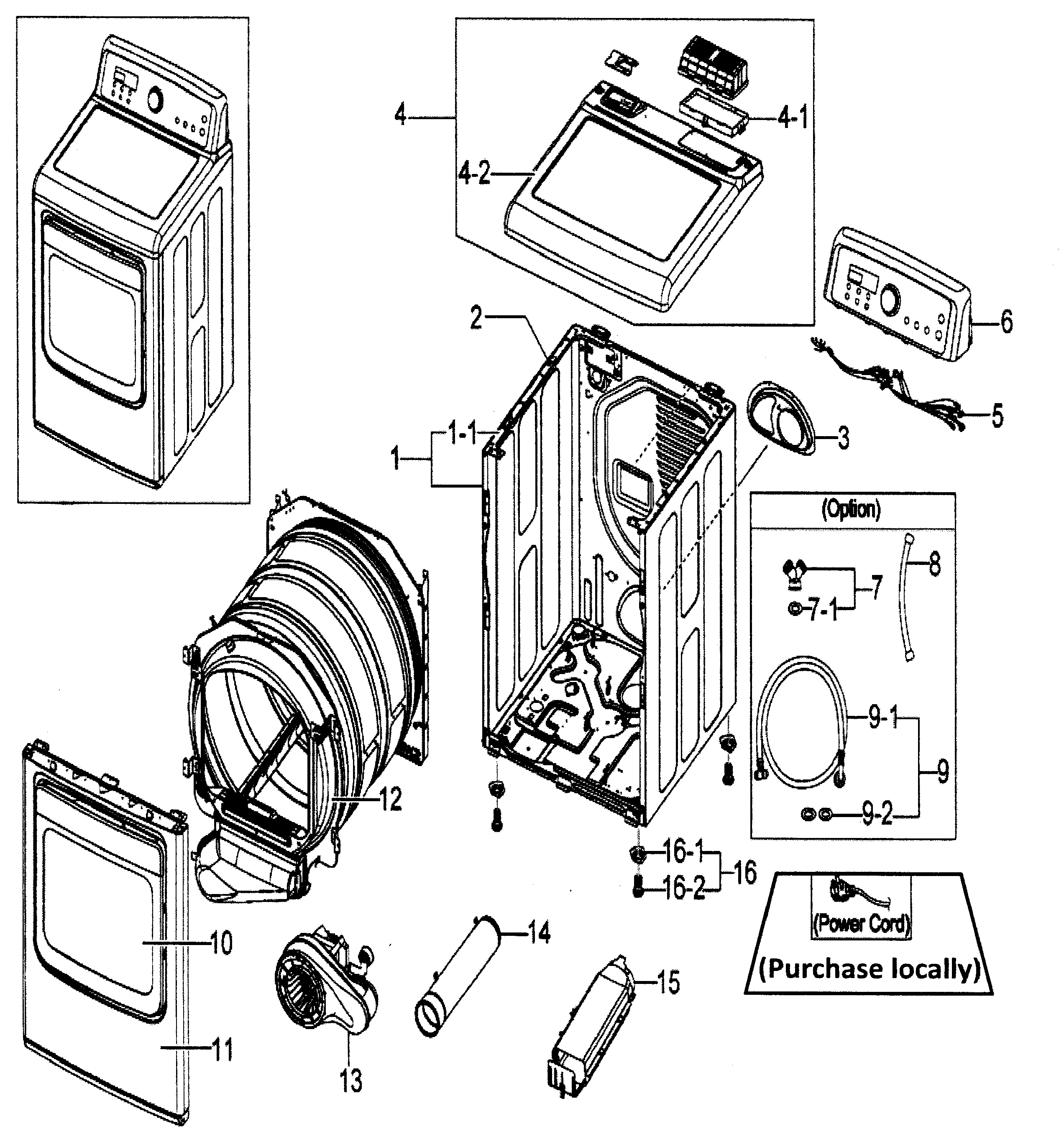 Samsung DV5451AEW/XAA-01 main assy diagram