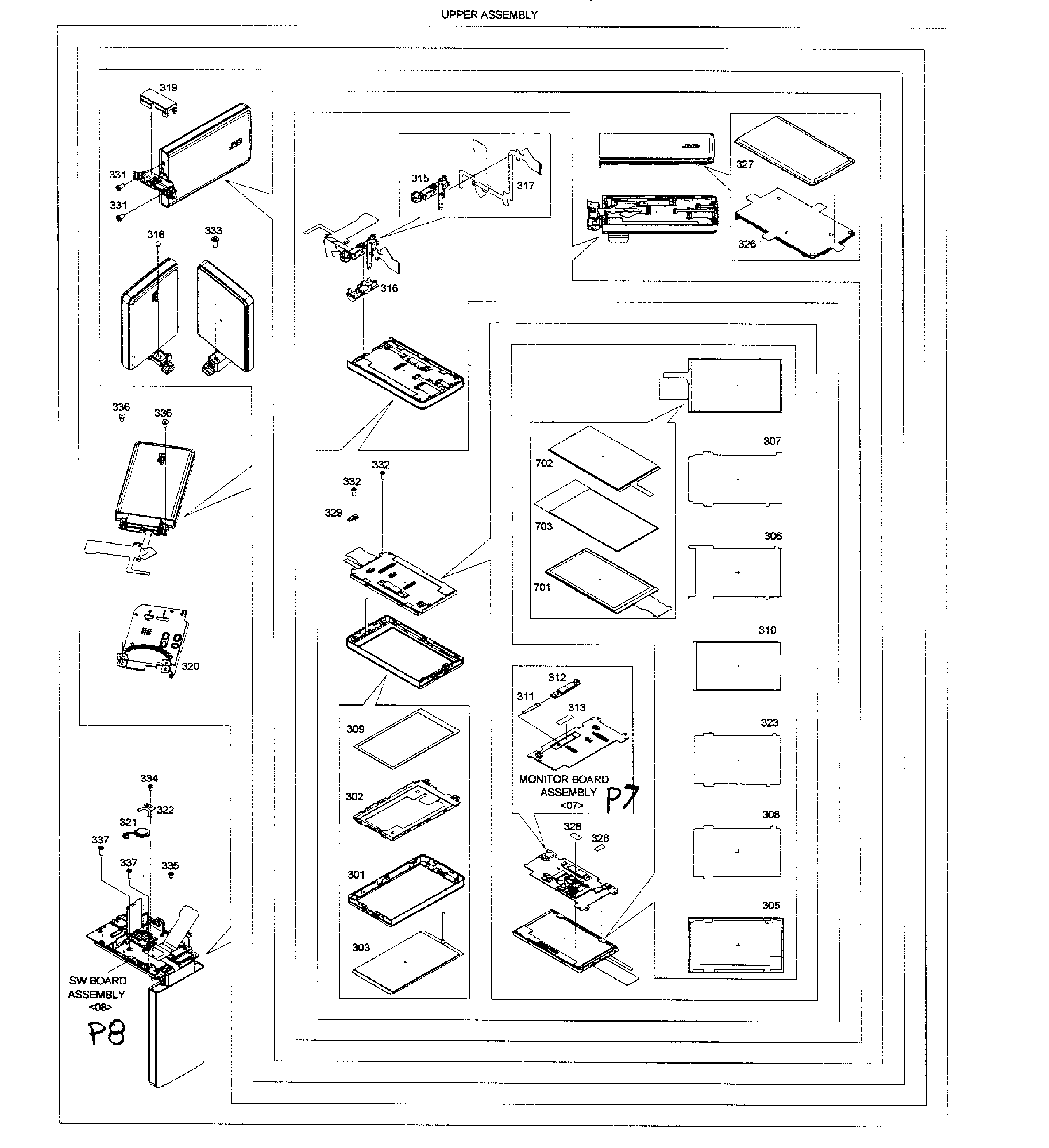 JVC GZ-HM960BUS lcd assy diagram