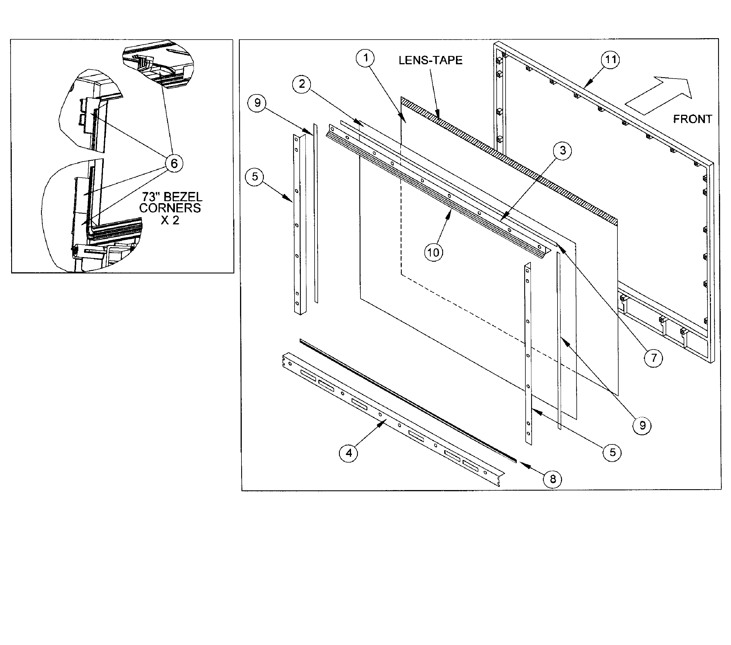Mitsubishi WD-73740 screen assy diagram