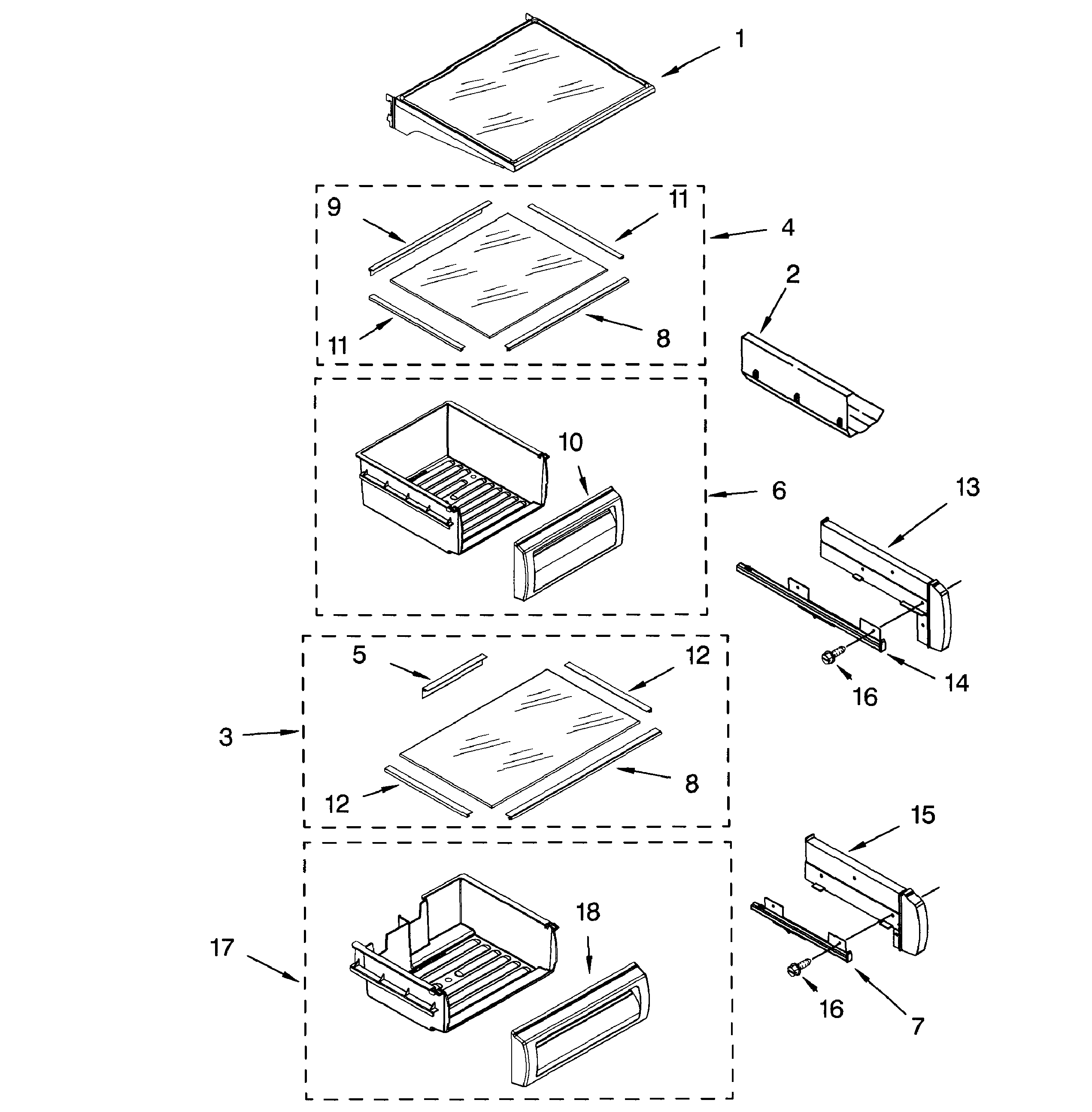 Dacor EF42DBSS refrig shelf diagram