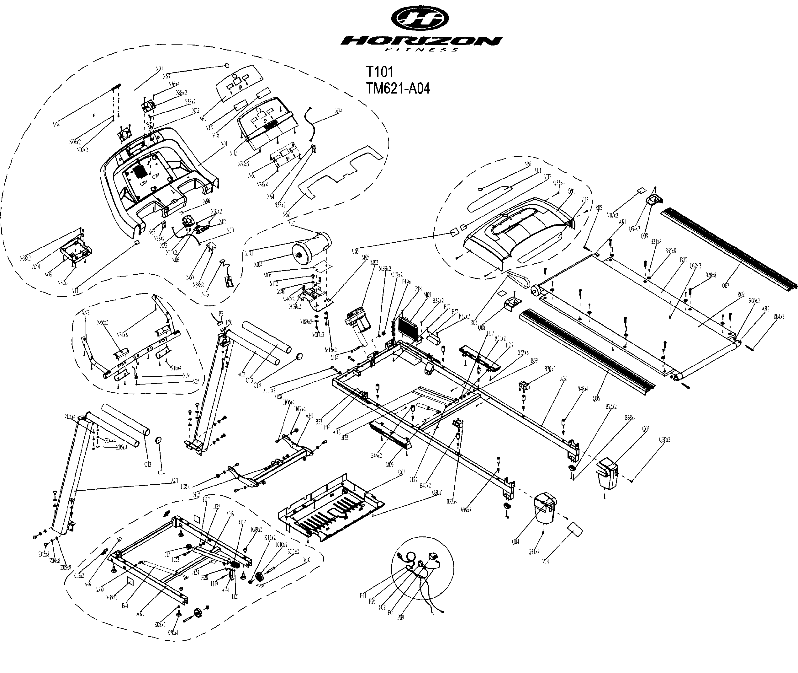 Horizon T101-2010 treadmill diagram