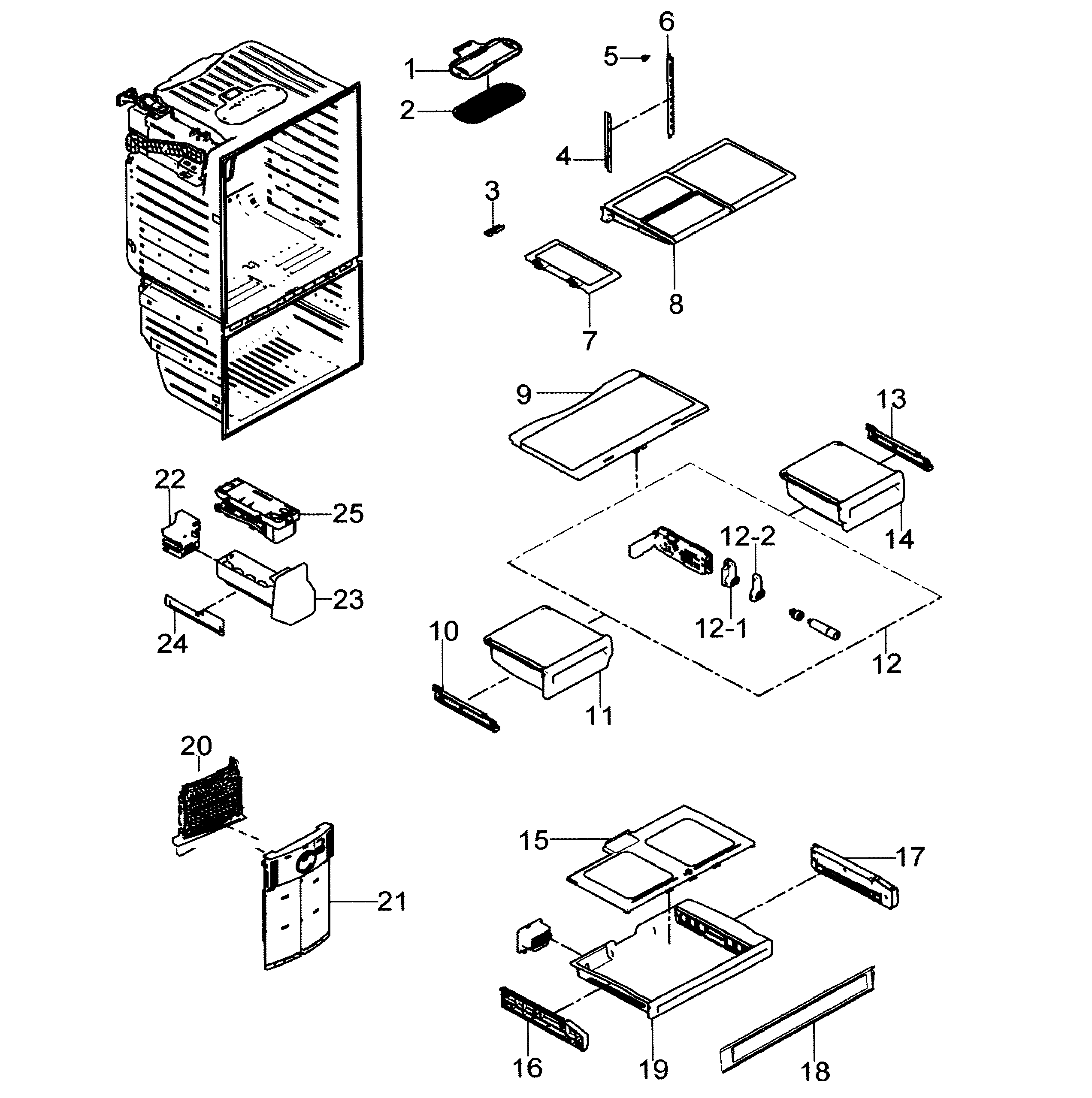 Samsung RFG29PHDRS/XAA refrigerator diagram