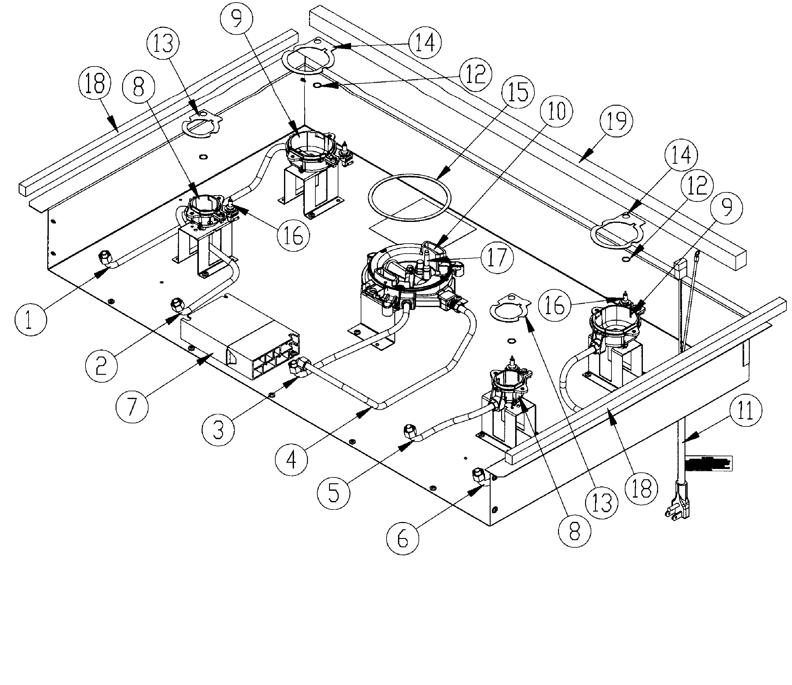 Dacor DCT365SNG sub-cooktop diagram
