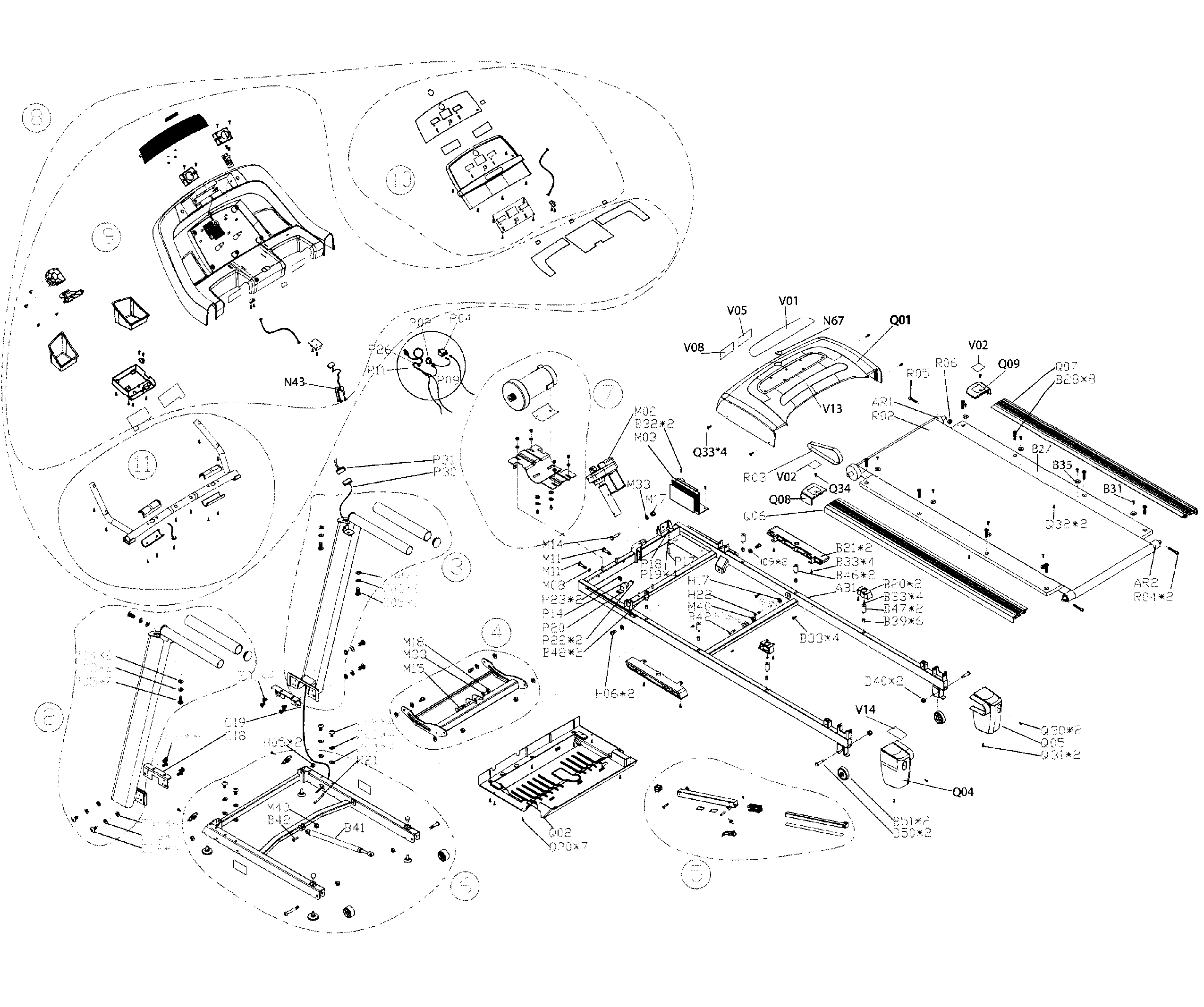Horizon T101-2011 treadmill diagram