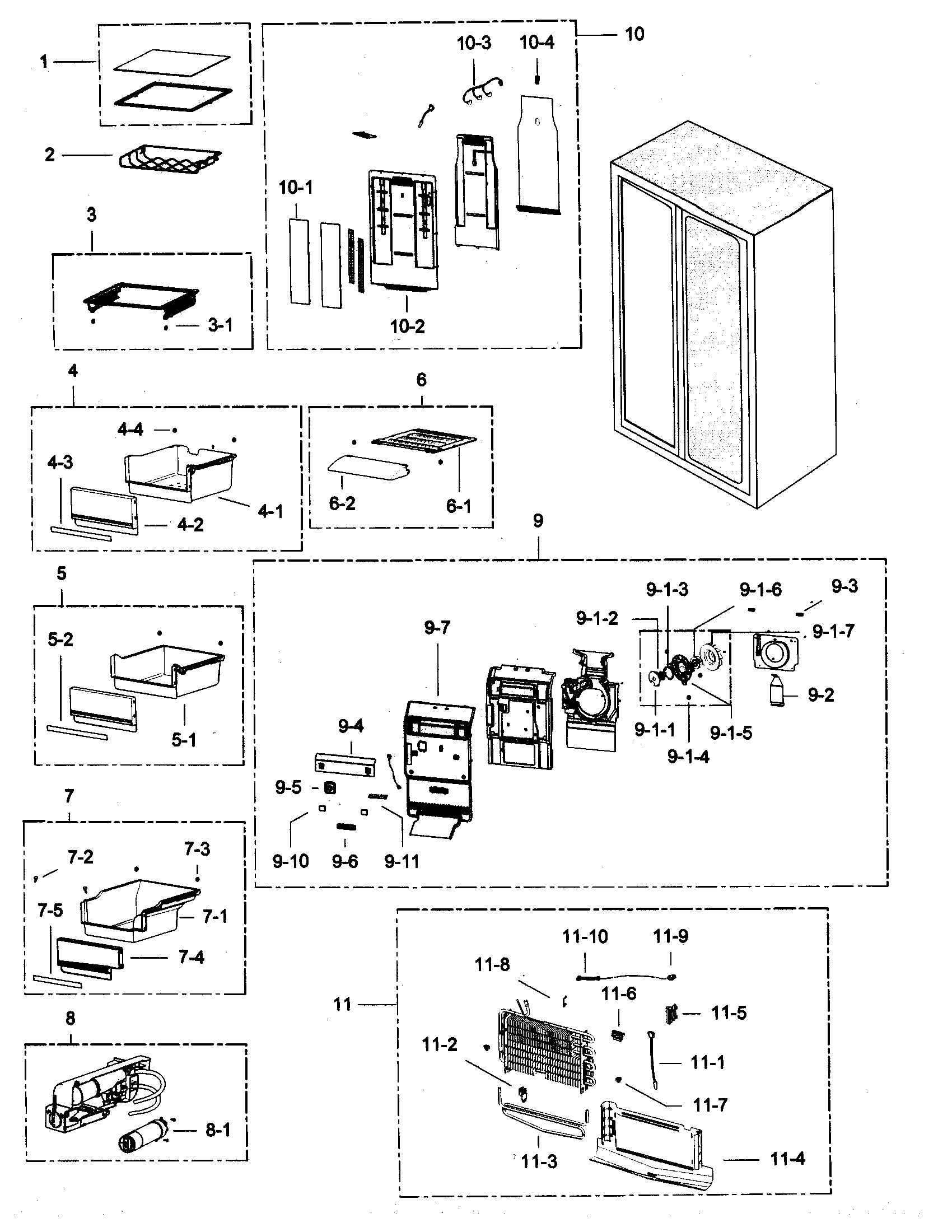 Samsung RSG307AABP/XAA-01 cabinet 1 diagram