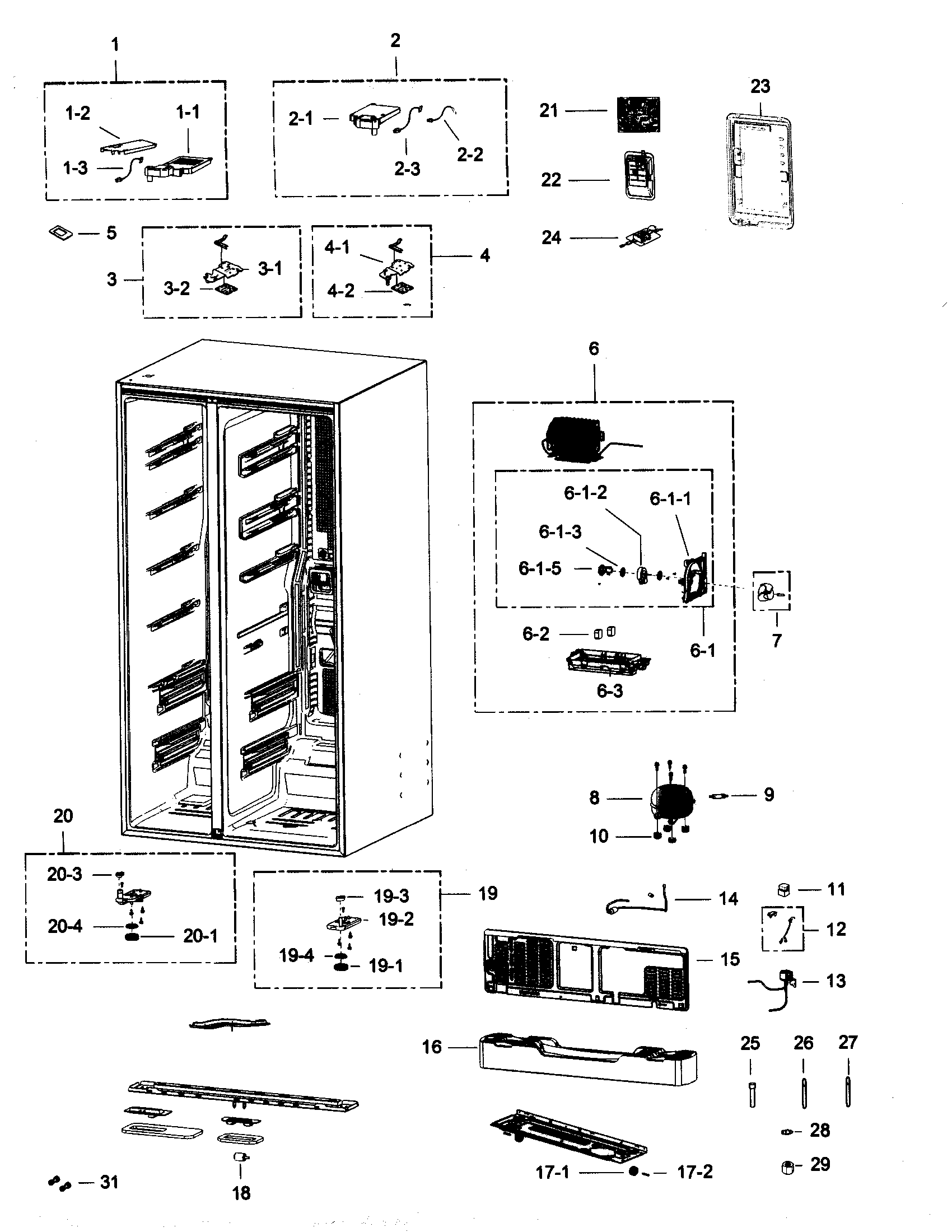 Samsung RSG307AABP/XAA-01 cabinet 2 diagram