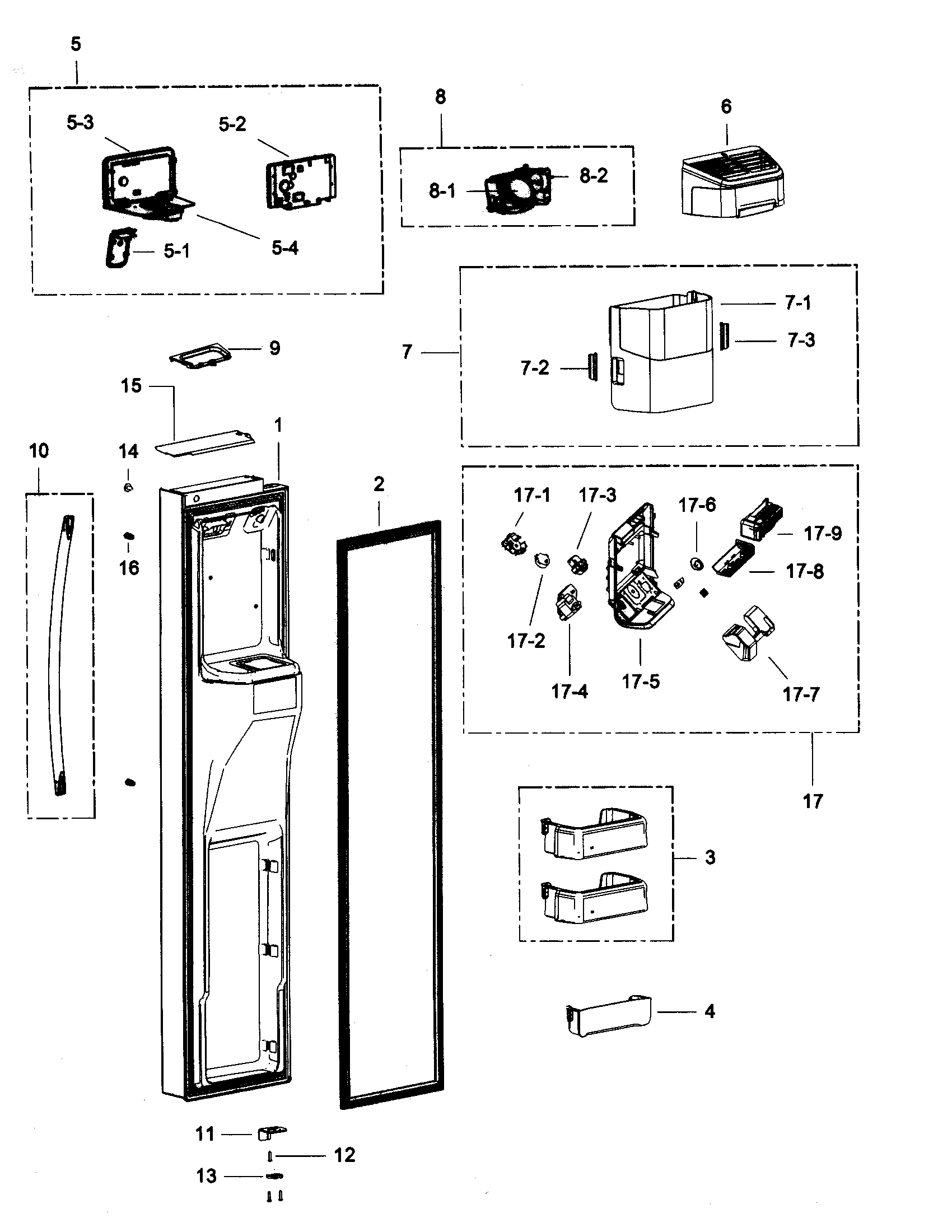 Samsung RSG307AABP/XAA-01 left door diagram