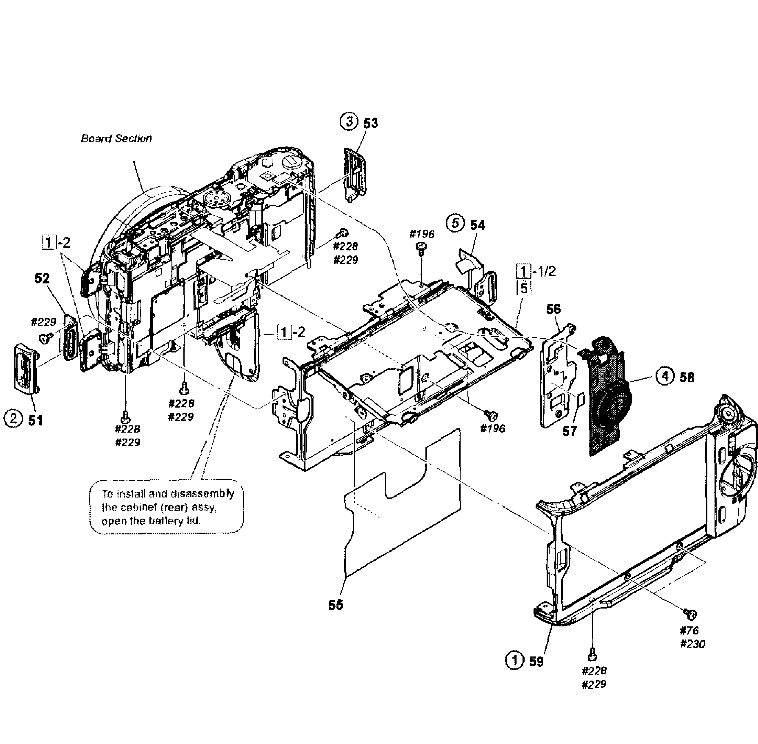 Sony NEX-C3K/P rear assy diagram