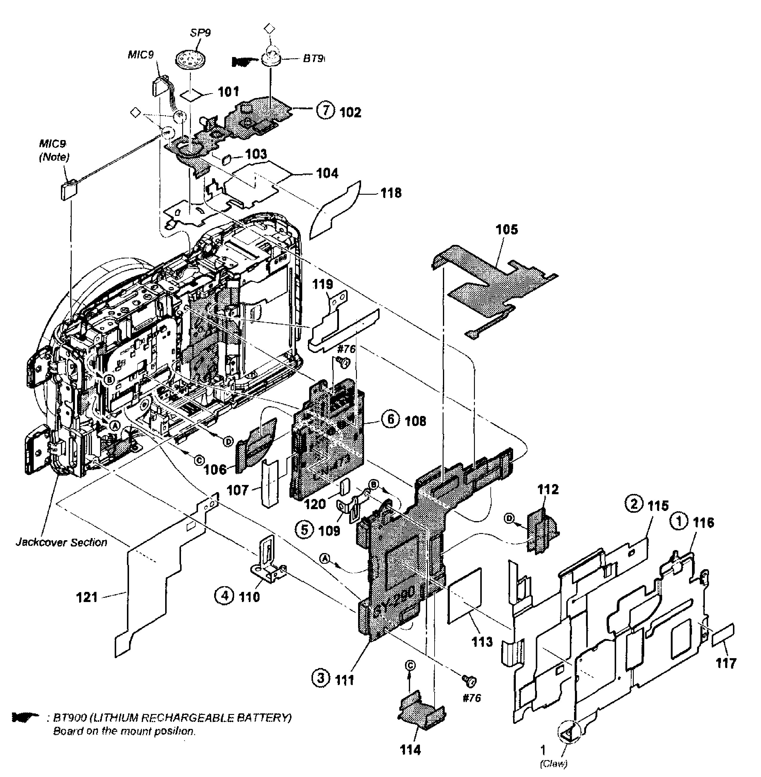 Sony NEX-C3K/P pcb's assy diagram