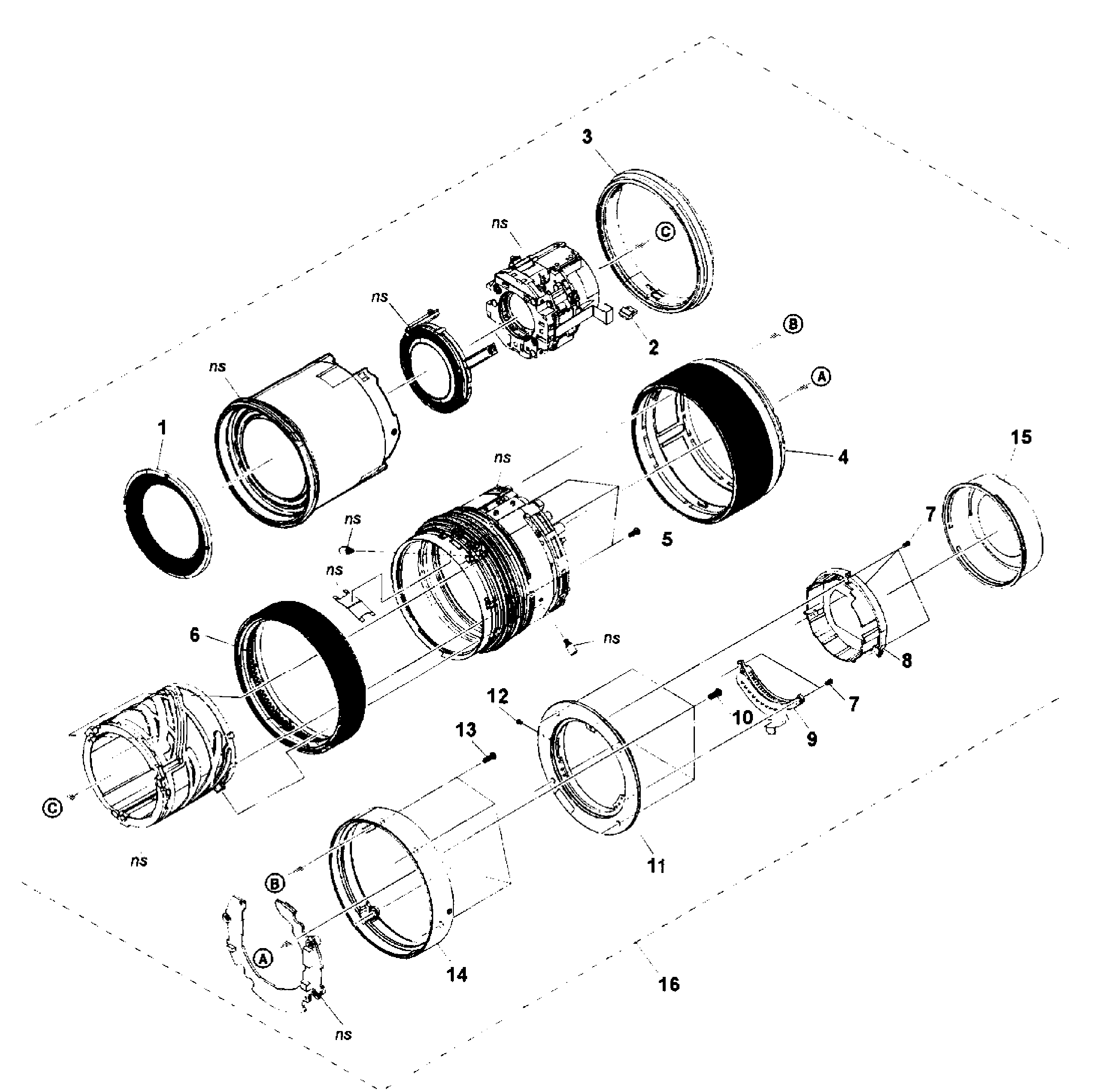Sony NEX-C3K/P lens sel1855 diagram