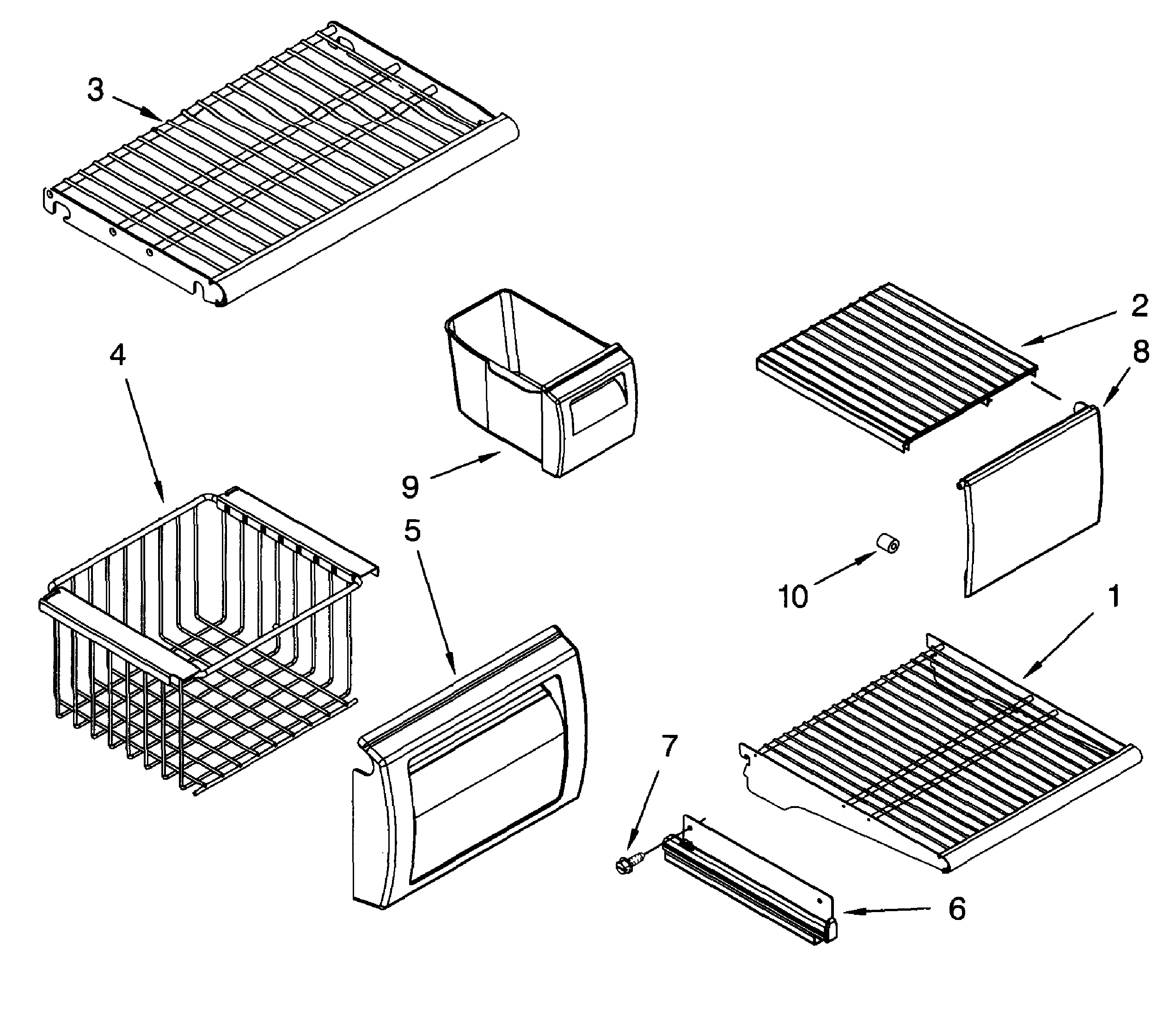 Dacor EF42NBSS freezer shelfs diagram