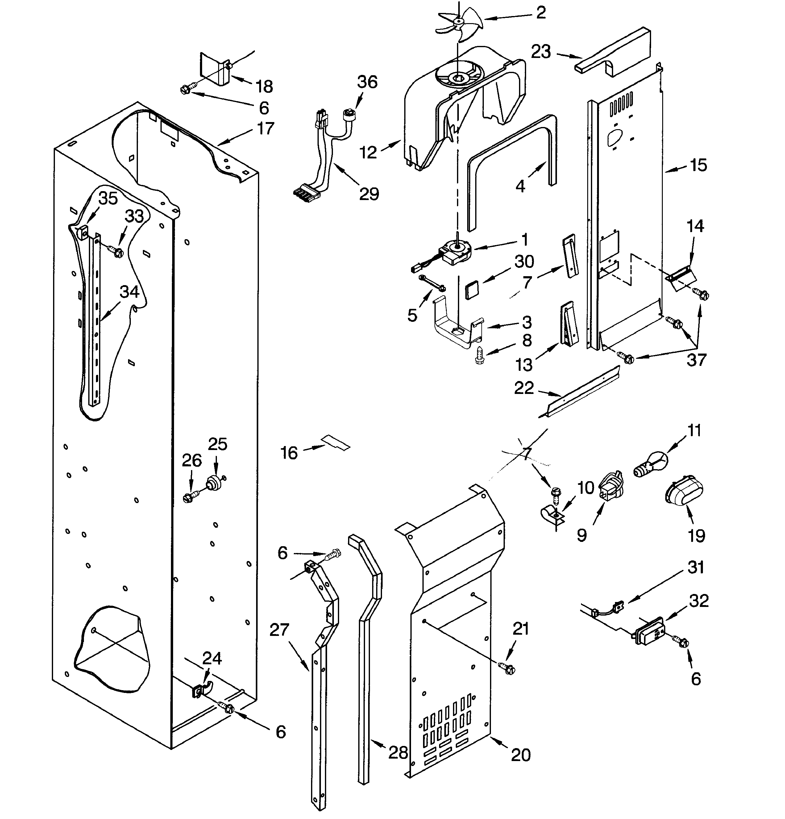 Dacor EF42NBSS freezer liner diagram