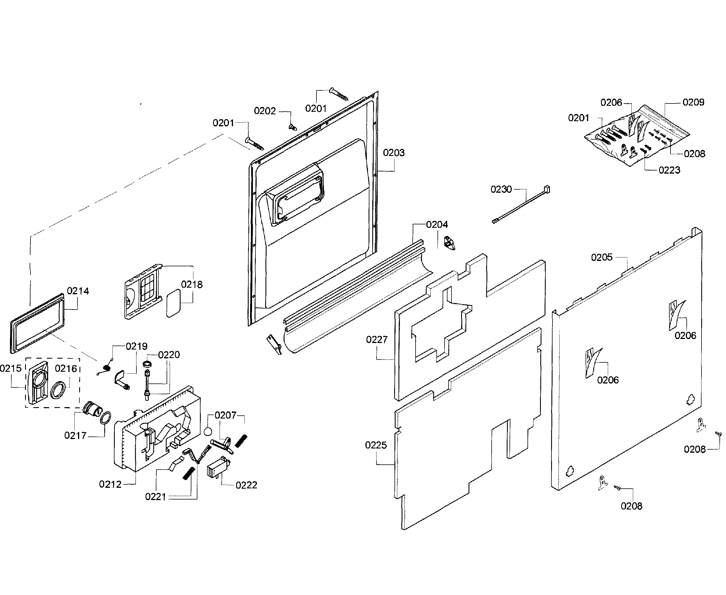 Thermador DWHD410HPR/64 door assy diagram