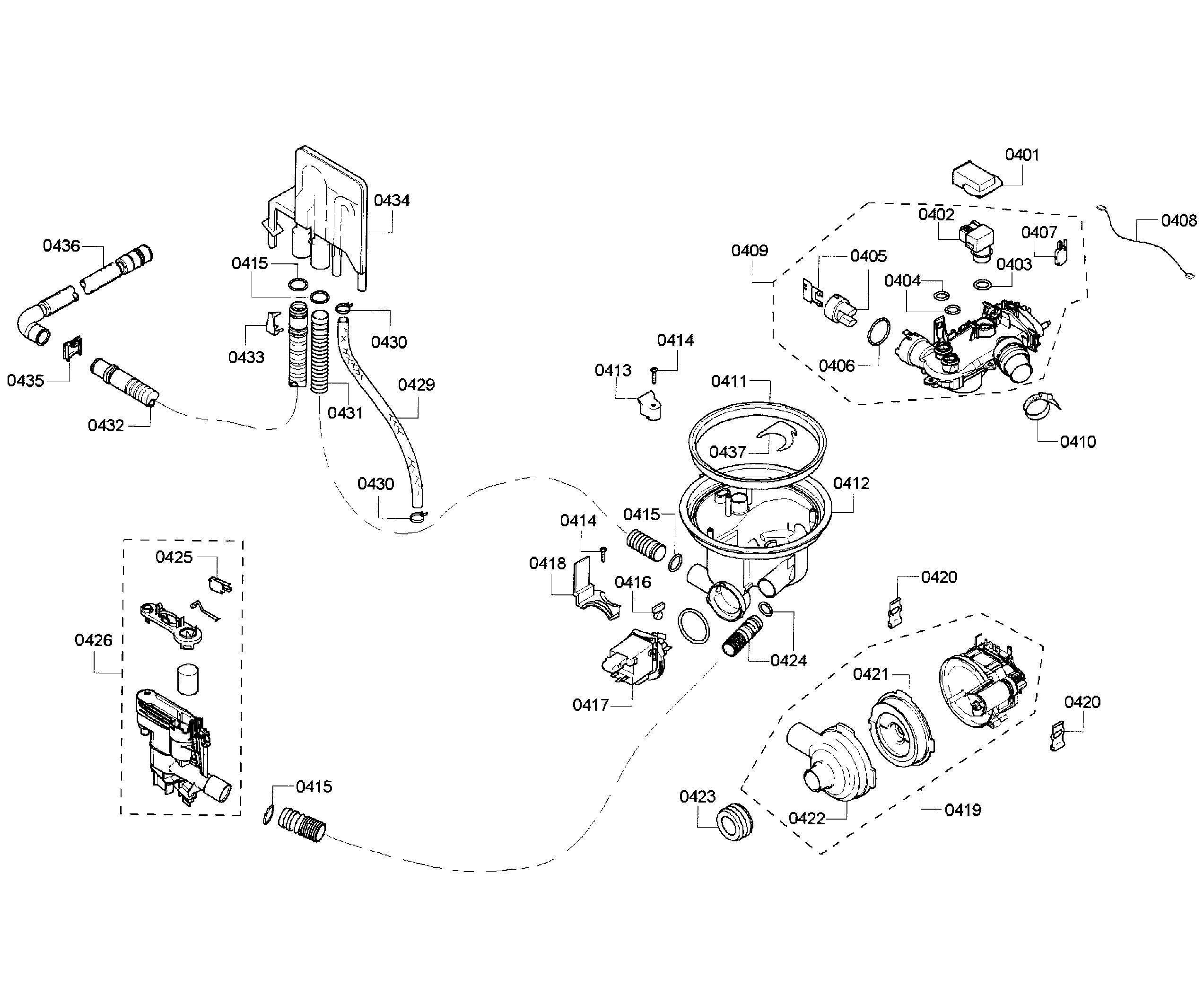 Thermador DWHD410HPR/64 pump assy diagram