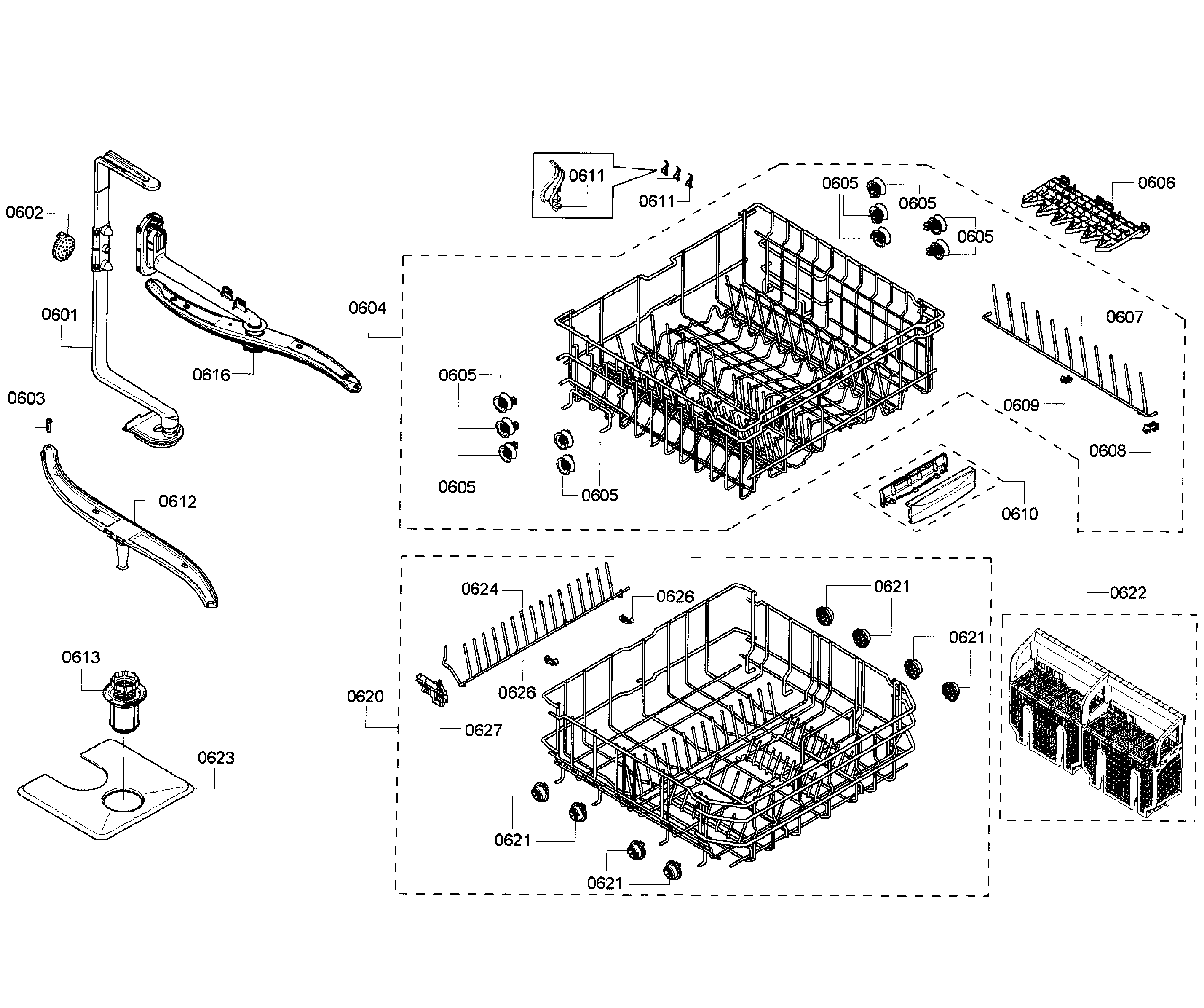 Thermador DWHD410HPR/64 baskets diagram