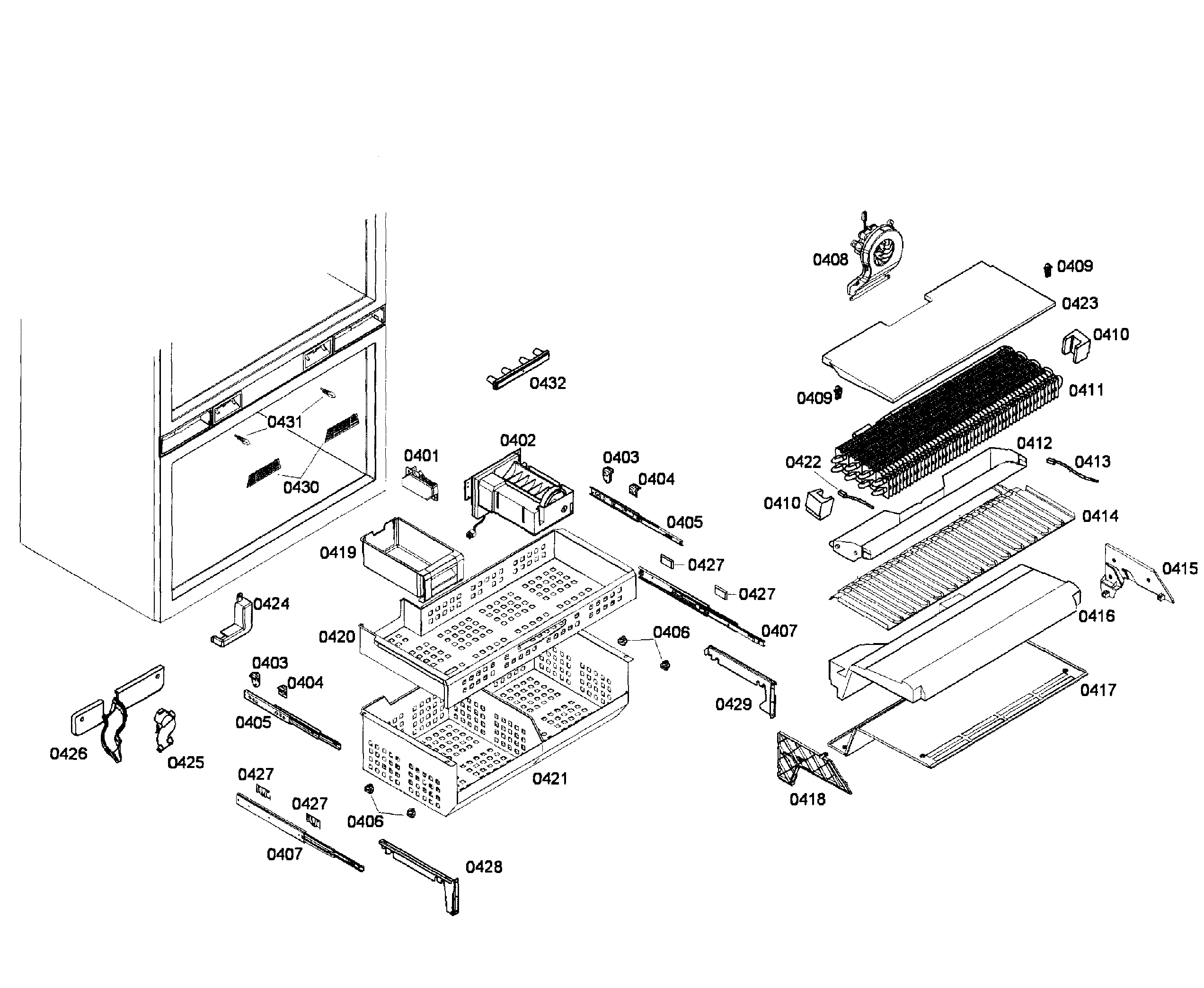 Thermador T36IT71FN/01 freezer diagram