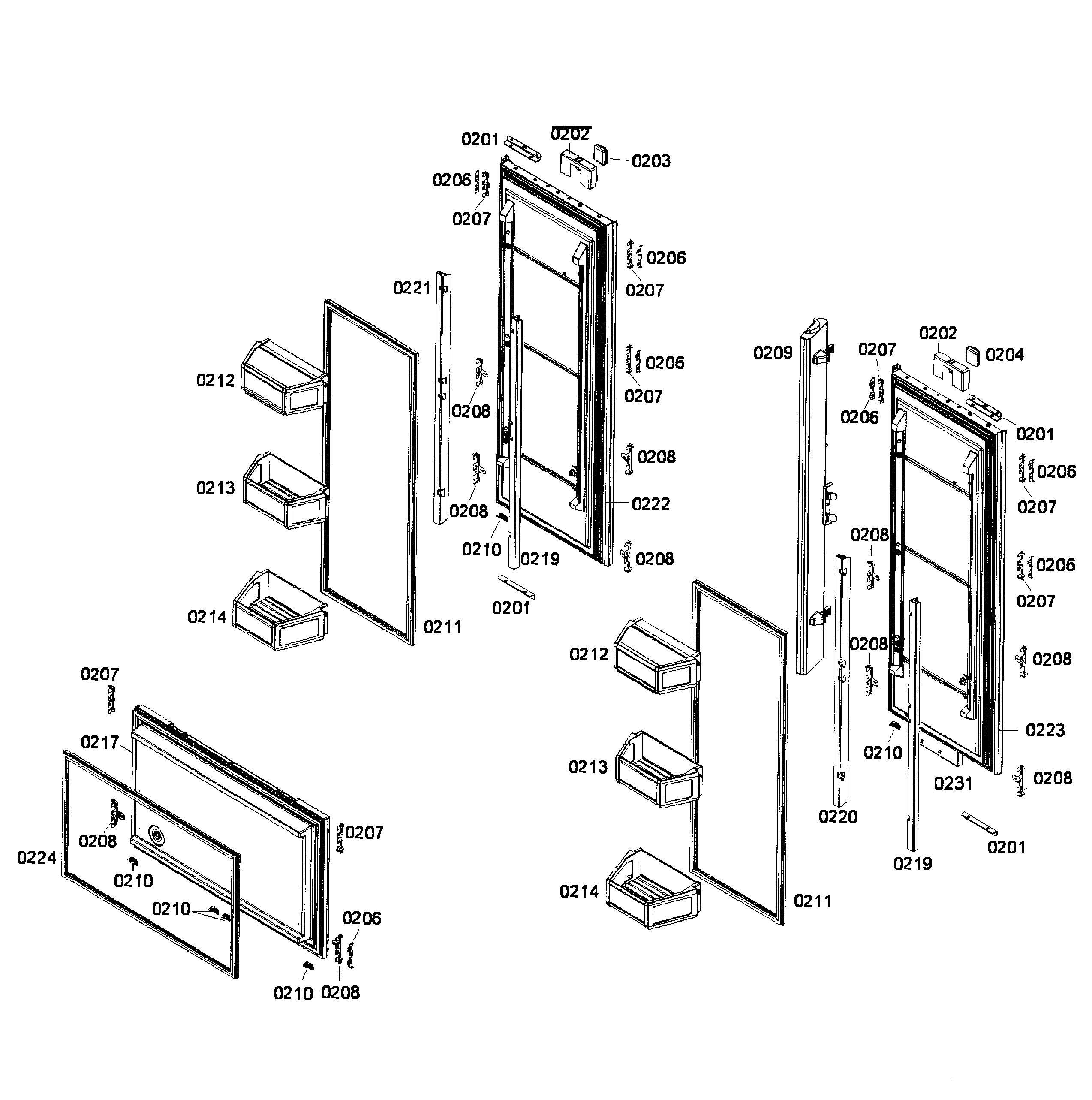 Thermador T36IT71FN/02 doors assy diagram