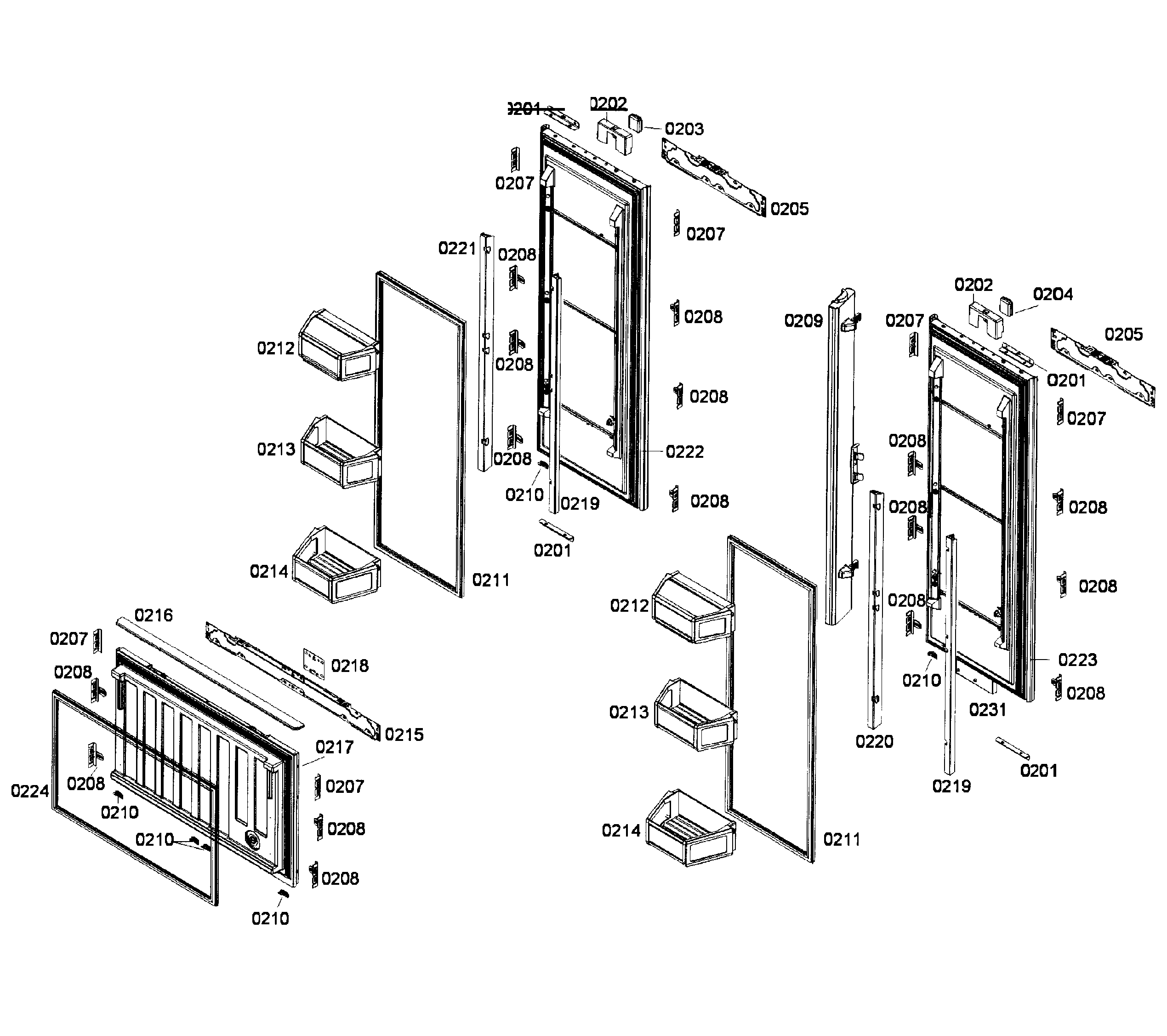 Thermador T36IT71FN/26 doors assy diagram