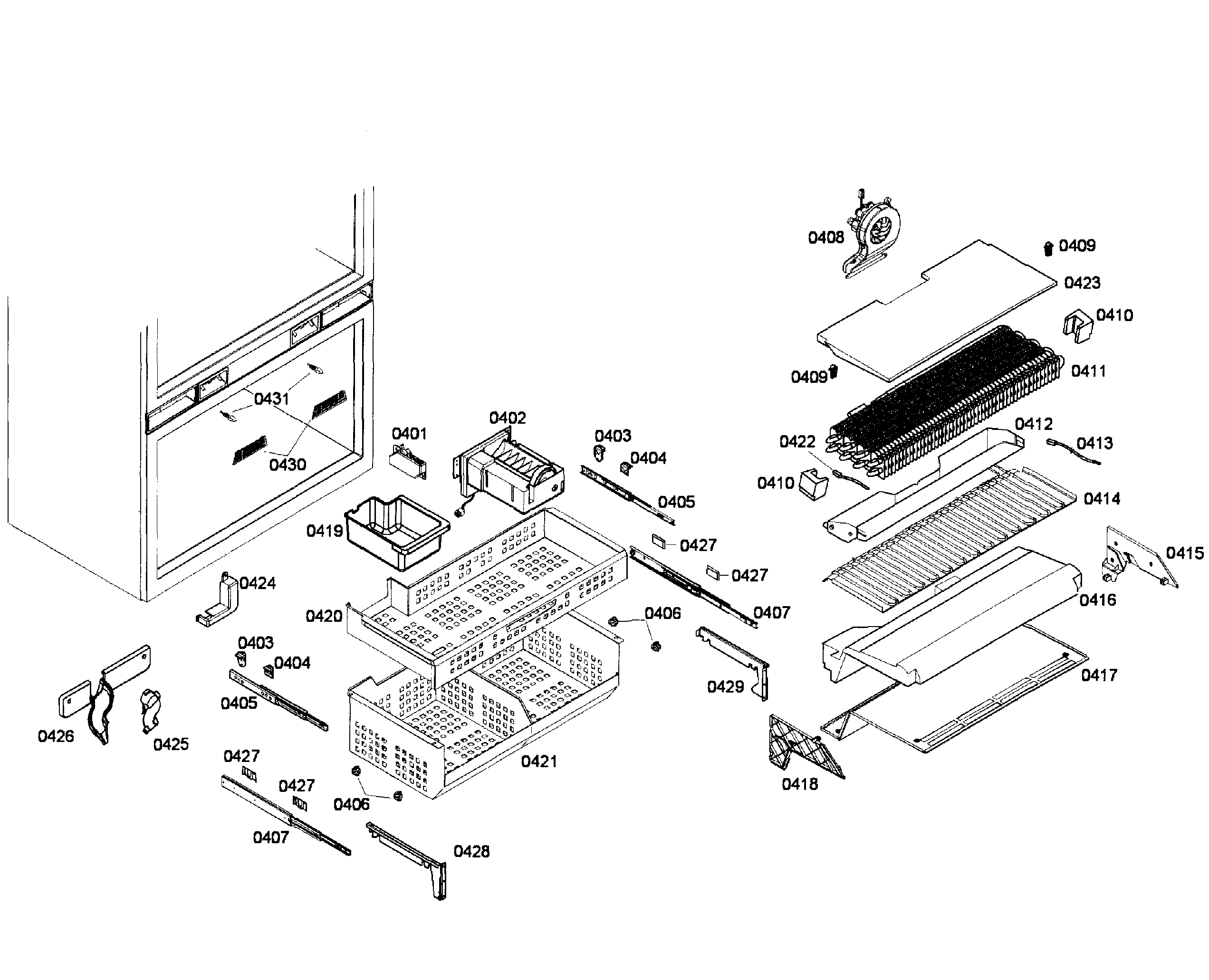 Thermador T36IT71FN/26 freezer diagram